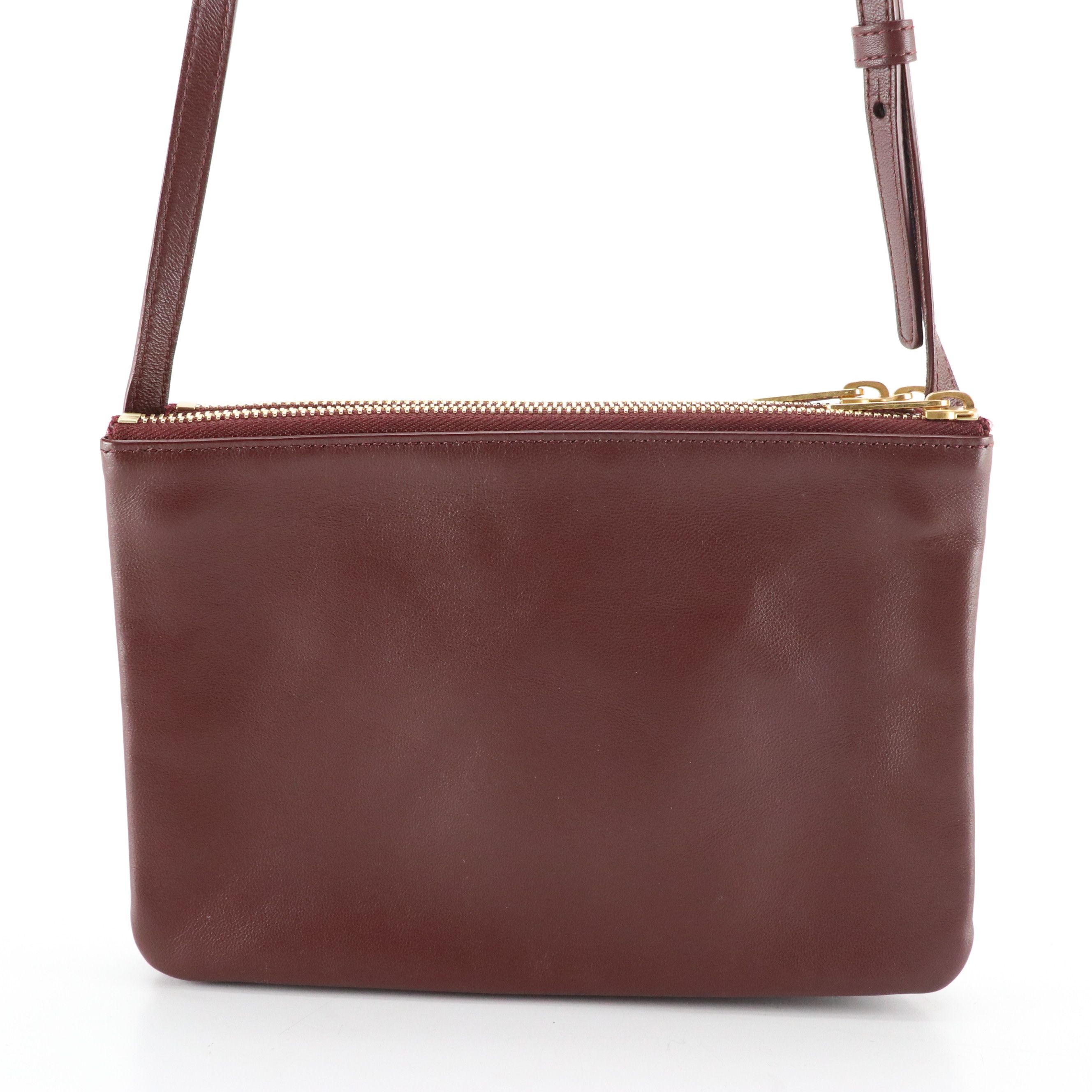 Céline Trio Zip Crossbody Bag in Burgundy Lambskin Leather