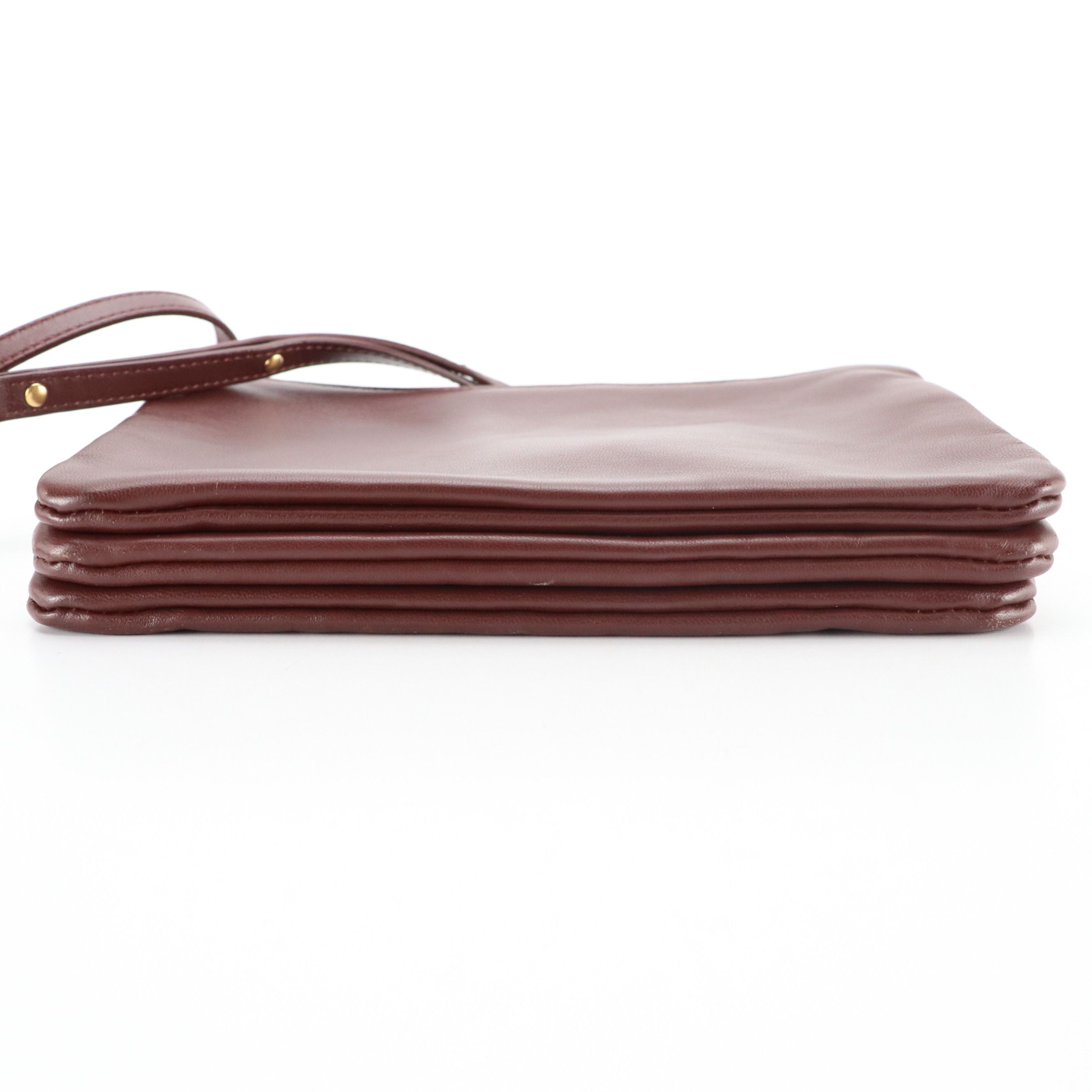 Céline Trio Zip Crossbody Bag in Burgundy Lambskin Leather