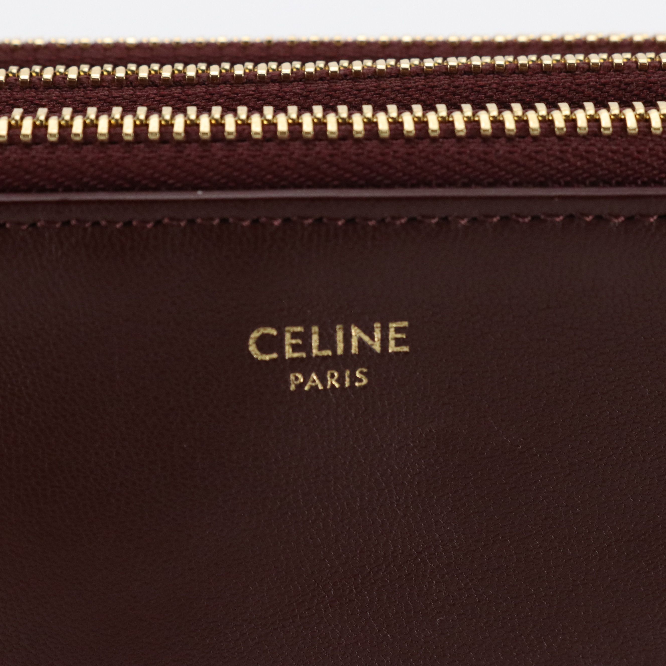 Céline Trio Zip Crossbody Bag in Burgundy Lambskin Leather