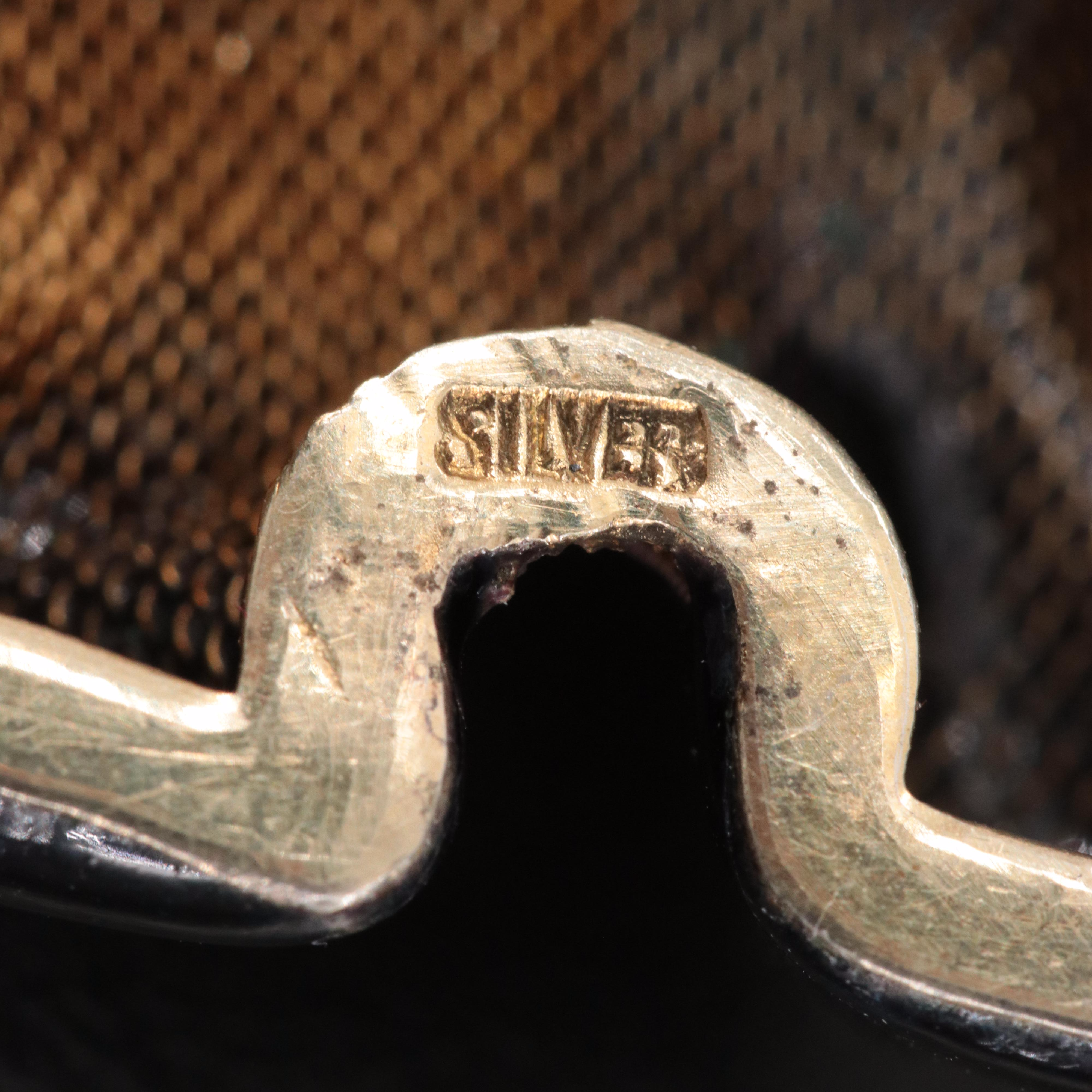 Chinese Sterling Panda Bear Converter Brooch with Spinel Eyes