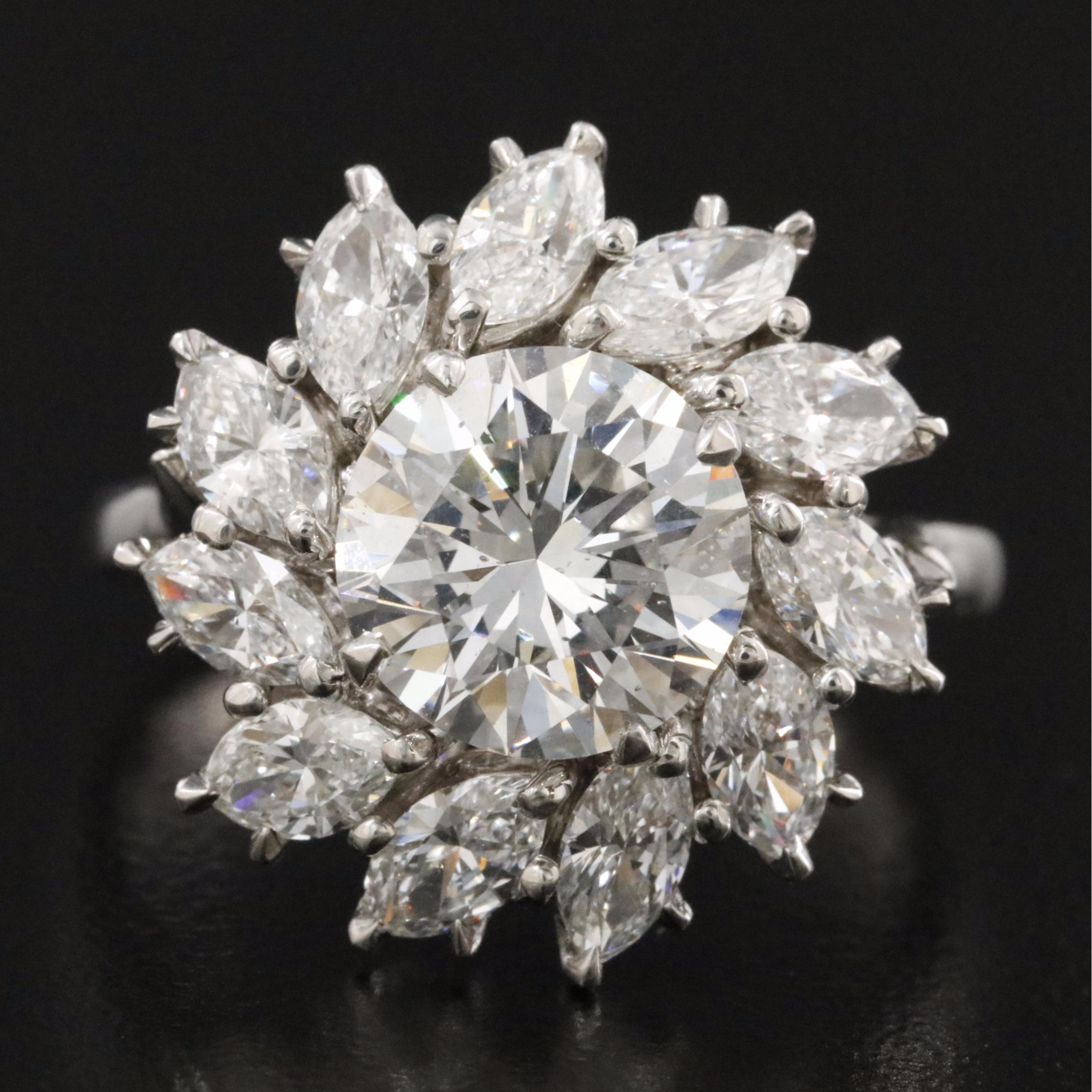 Harry Winston Platinum 4.34 CTW Diamond  Marquise Halo Ring with 2.34 CT Center