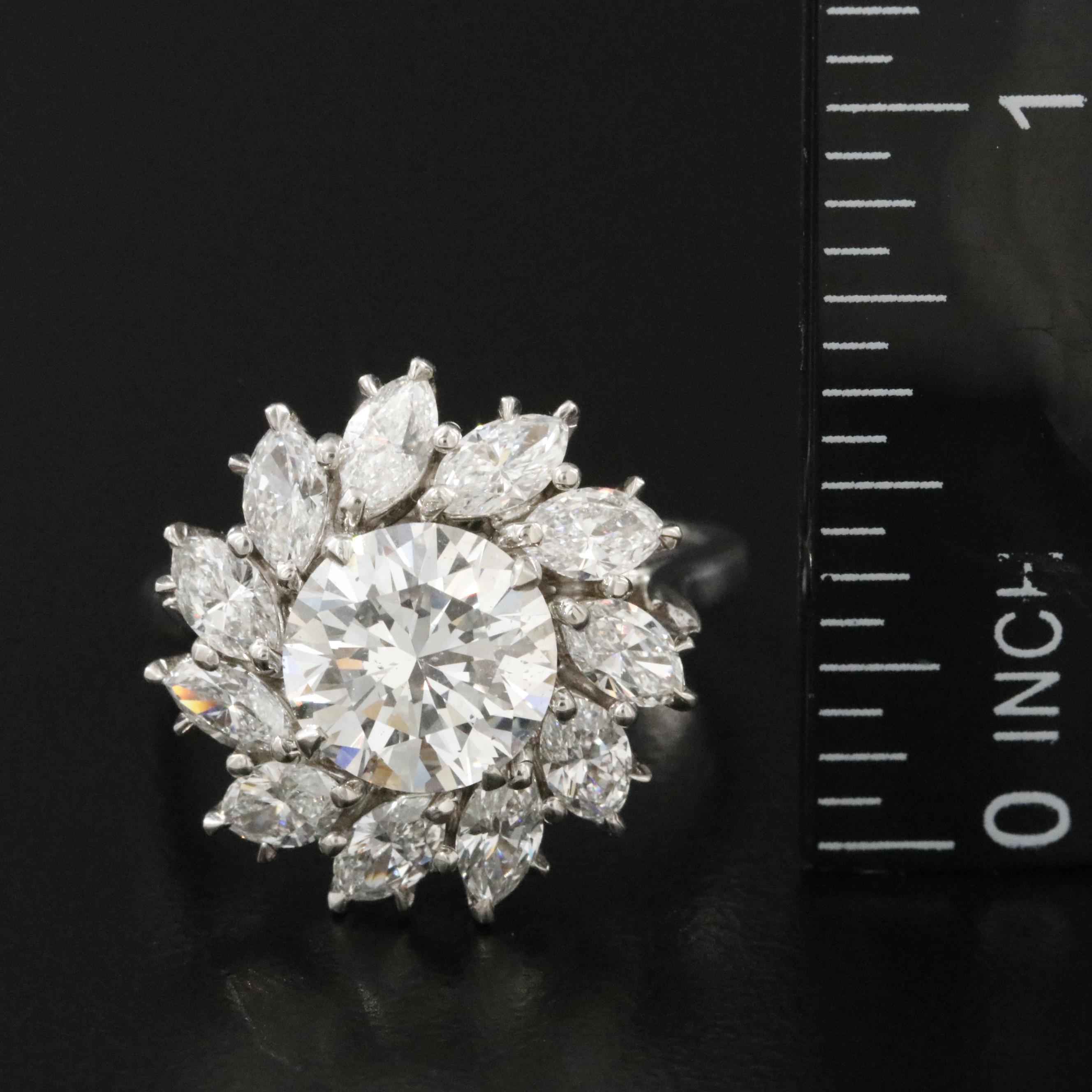 Harry Winston Platinum 4.34 CTW Diamond  Marquise Halo Ring with 2.34 CT Center