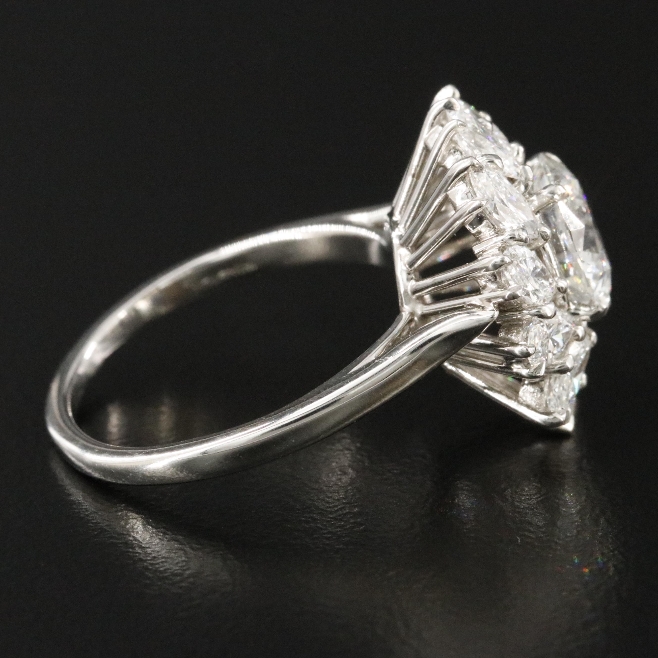 Harry Winston Platinum 4.34 CTW Diamond  Marquise Halo Ring with 2.34 CT Center