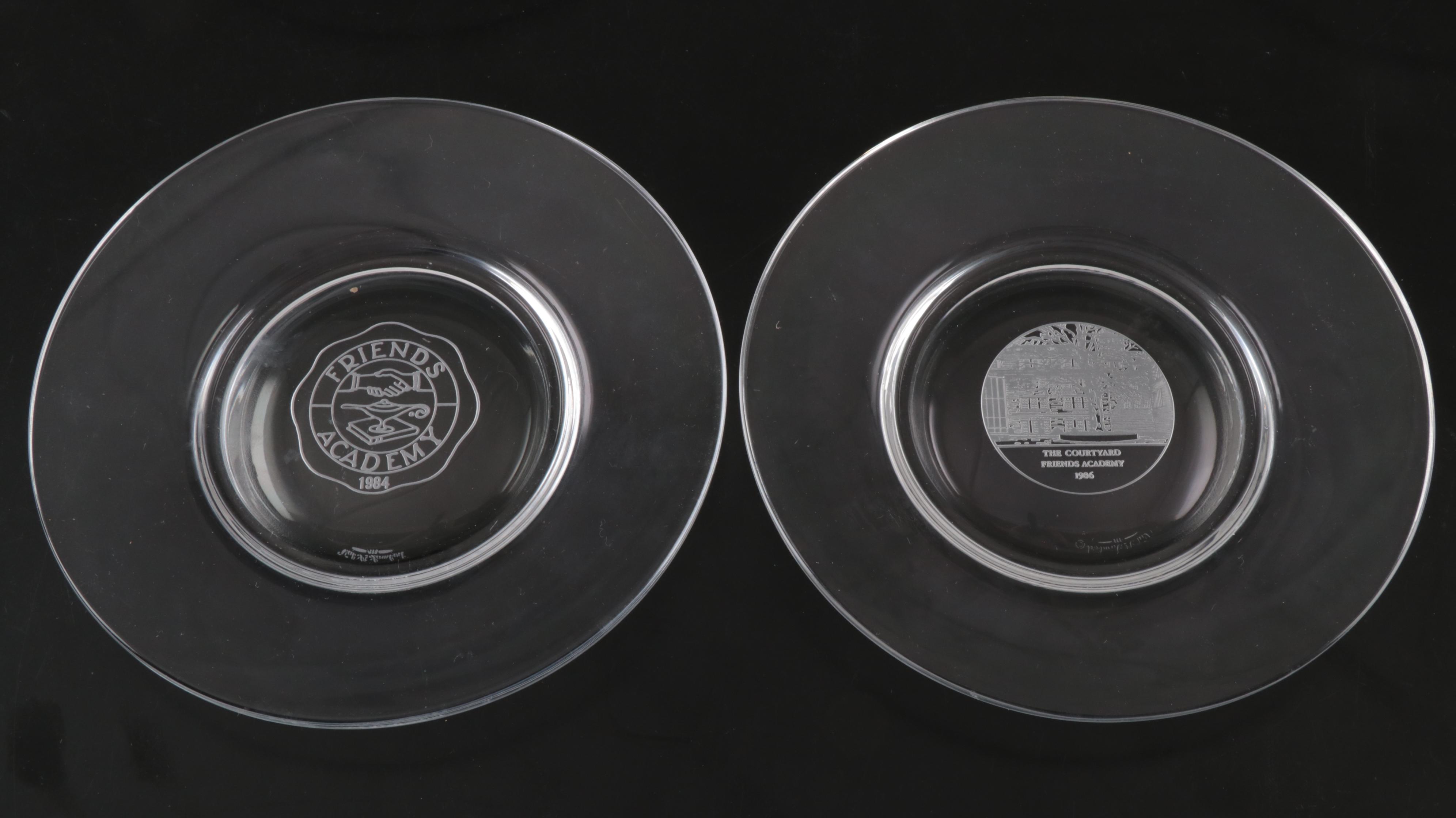 Tiffany & Co. Honeycomb Chargers with Val St. Lambert Commemorative Plates