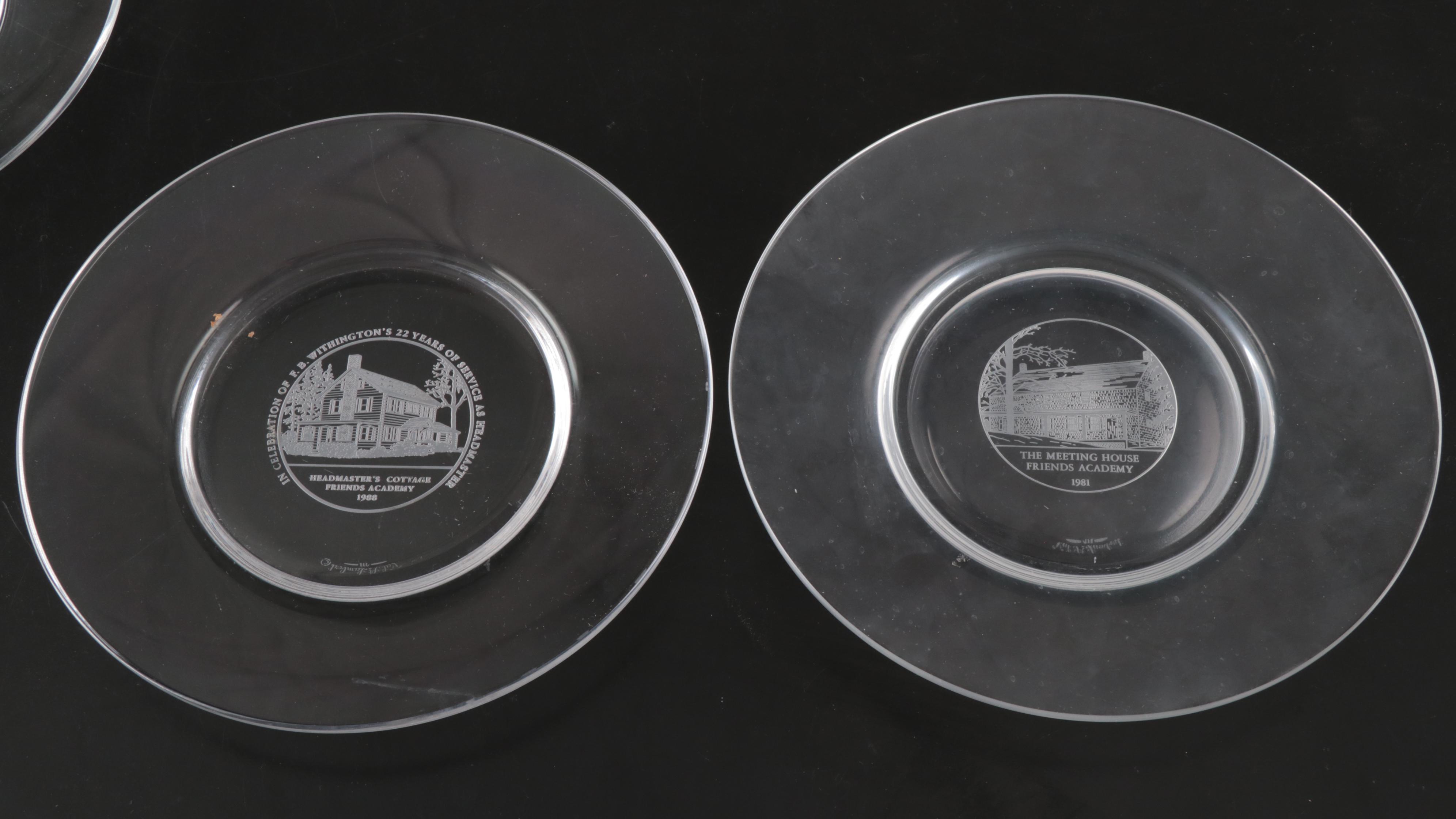 Tiffany & Co. Honeycomb Chargers with Val St. Lambert Commemorative Plates