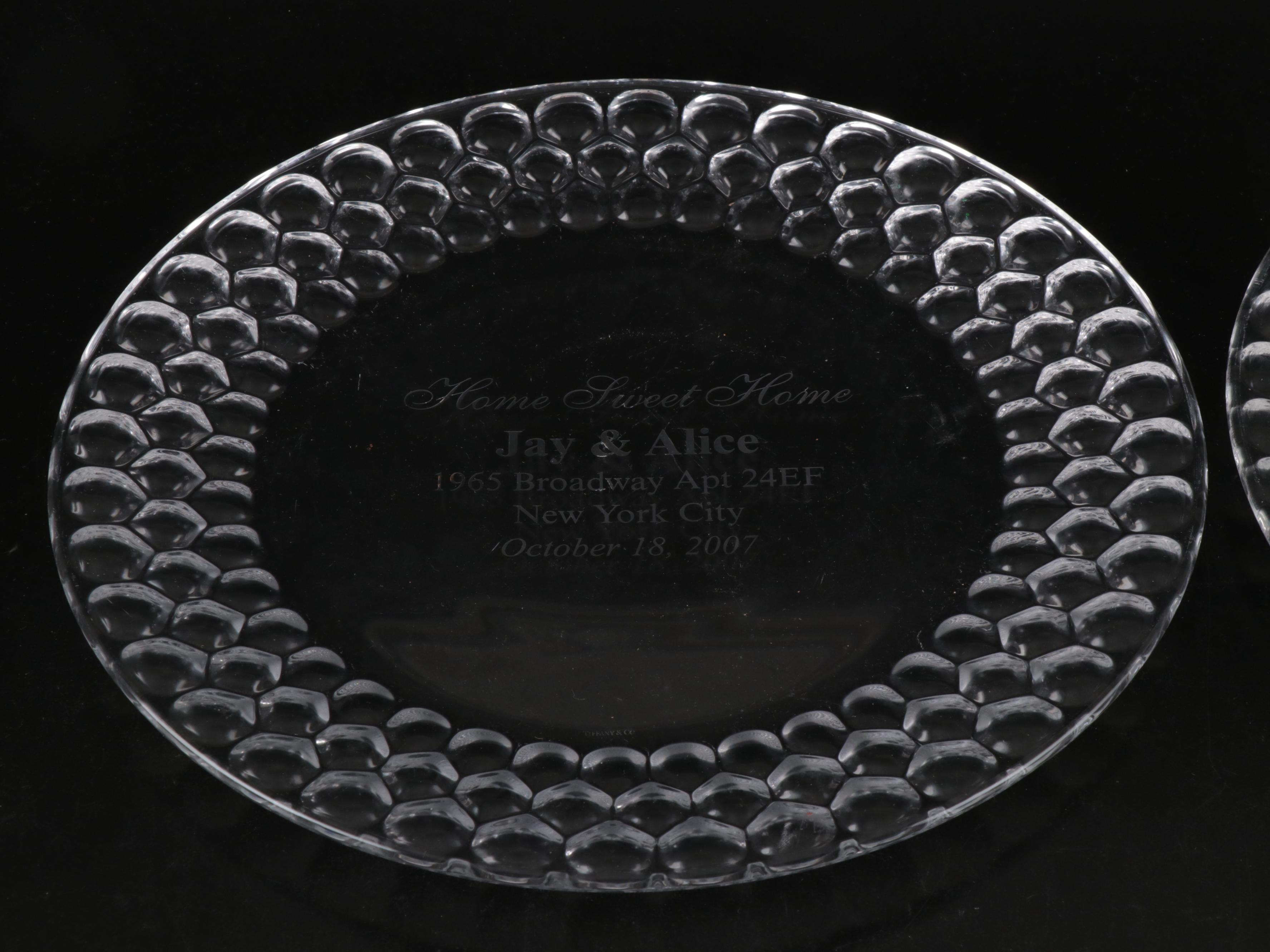 Tiffany & Co. Honeycomb Chargers with Val St. Lambert Commemorative Plates