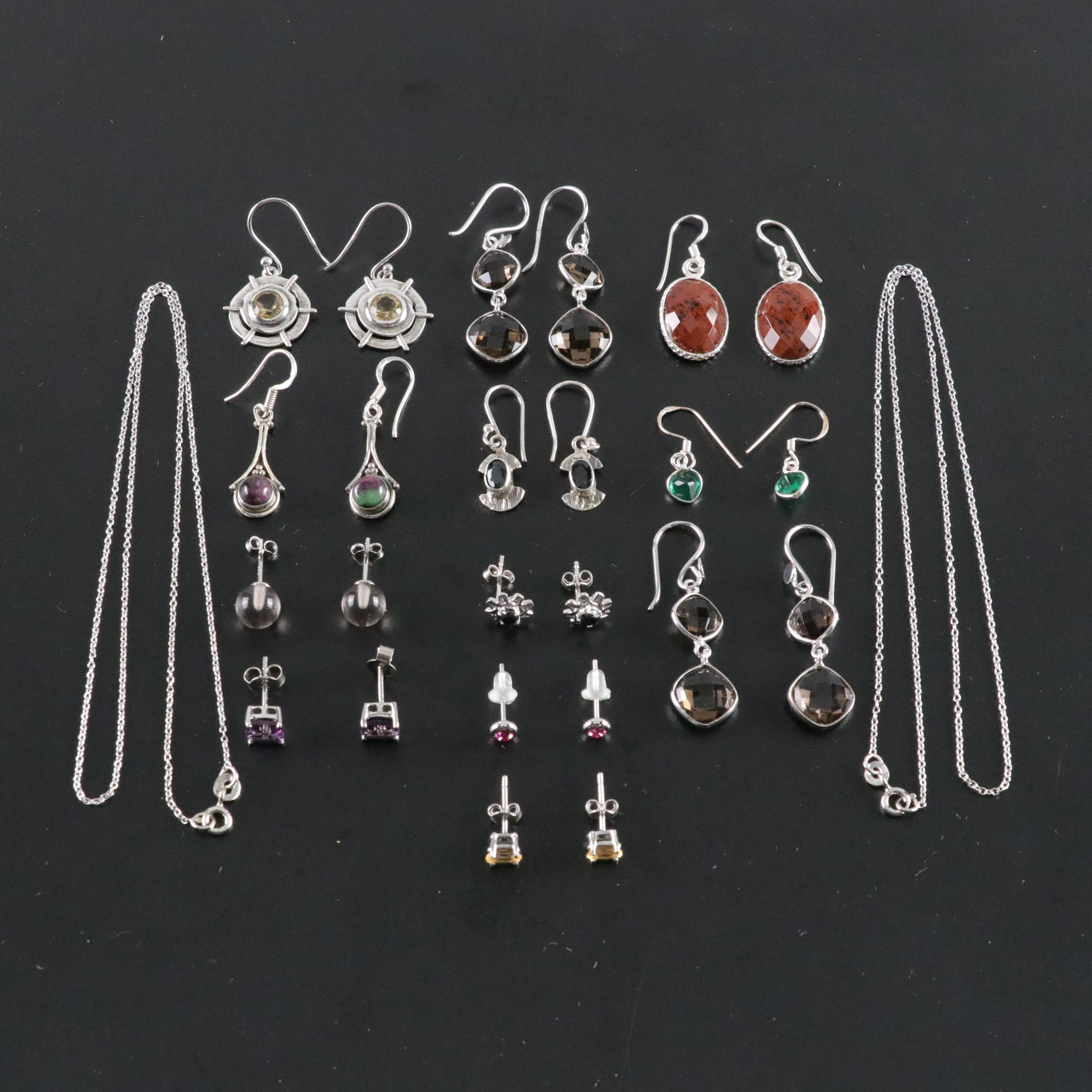 14 Assorted Sterling Earrings and Necklaces