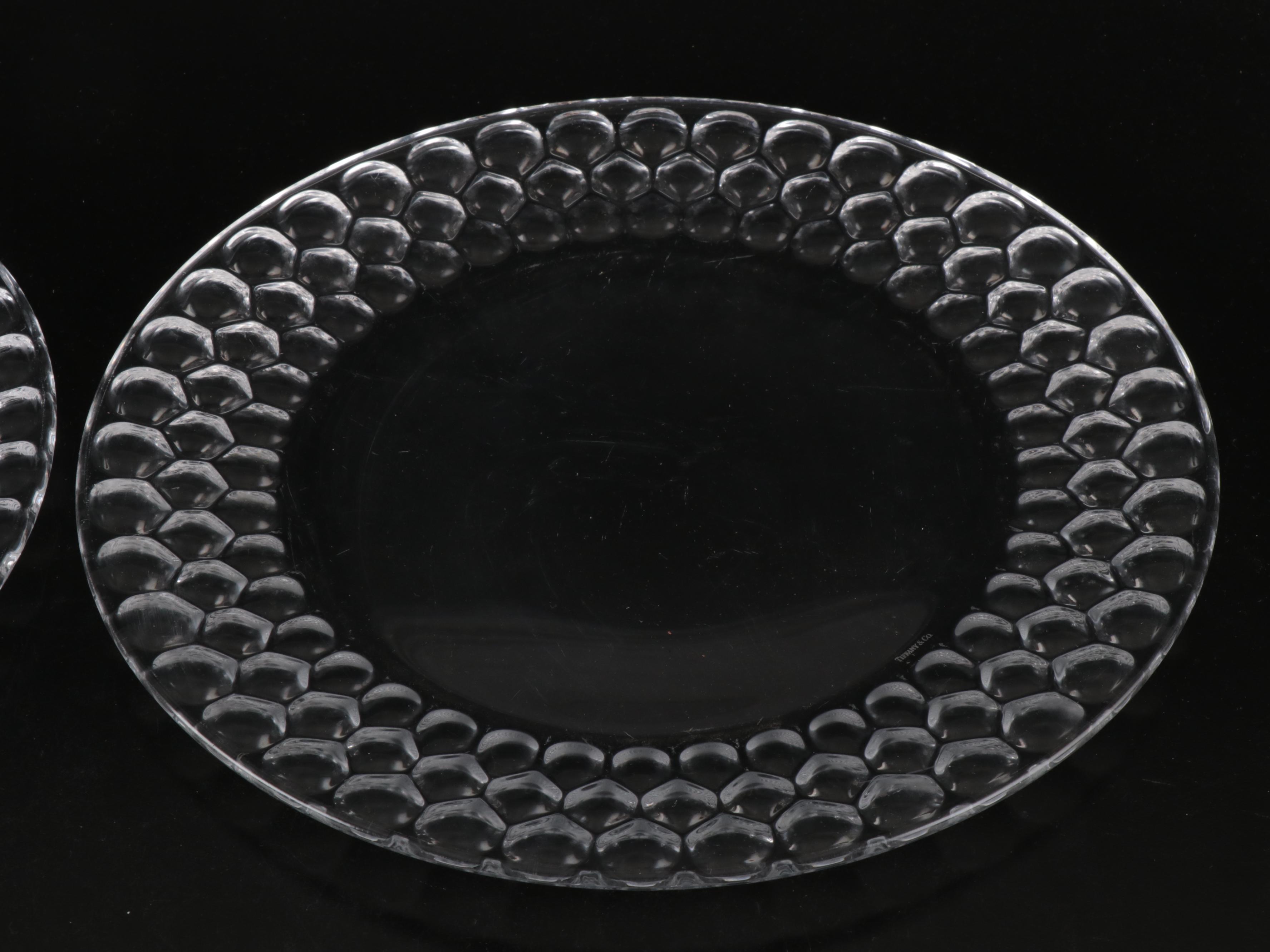 Tiffany & Co. Honeycomb Chargers with Val St. Lambert Commemorative Plates