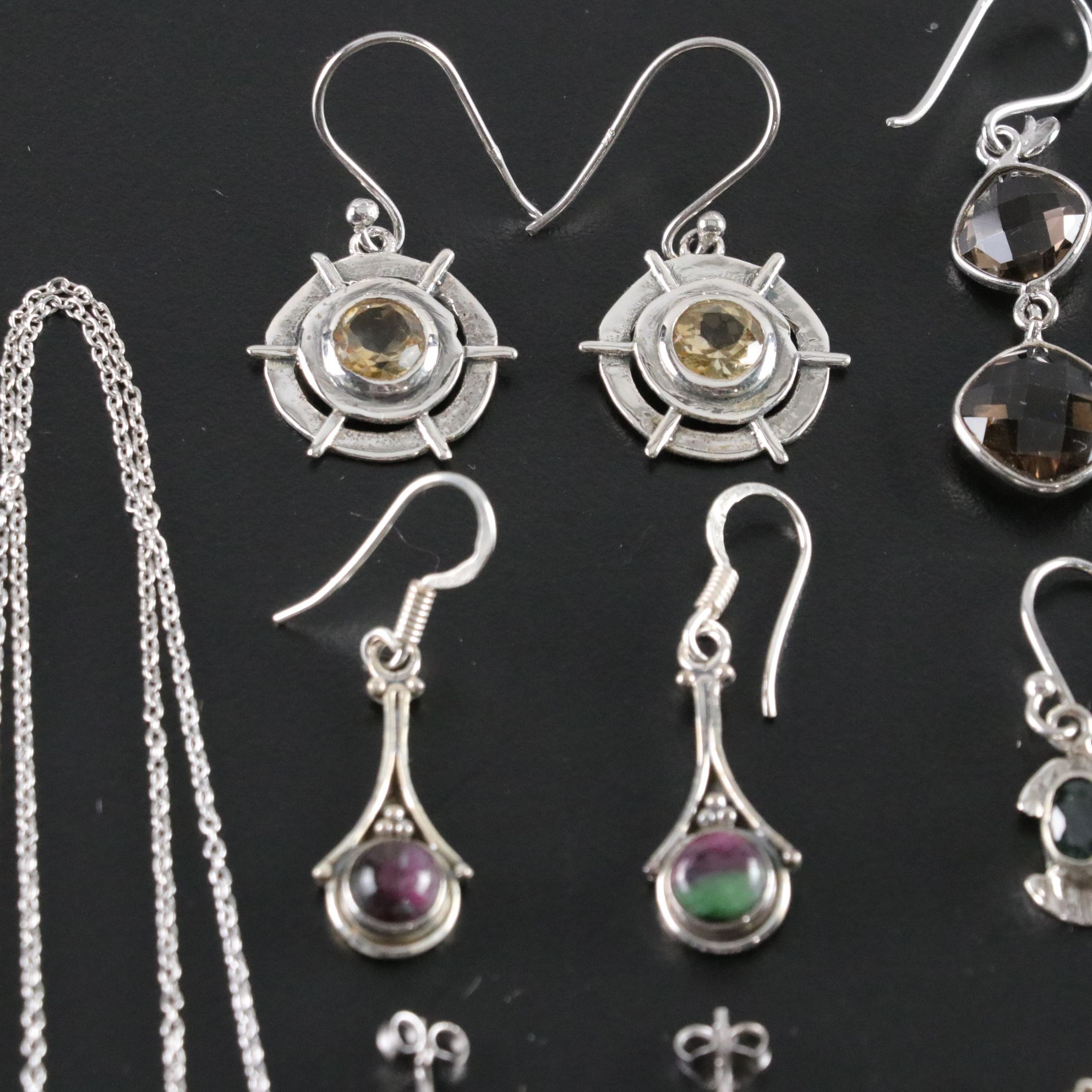 14 Assorted Sterling Earrings and Necklaces