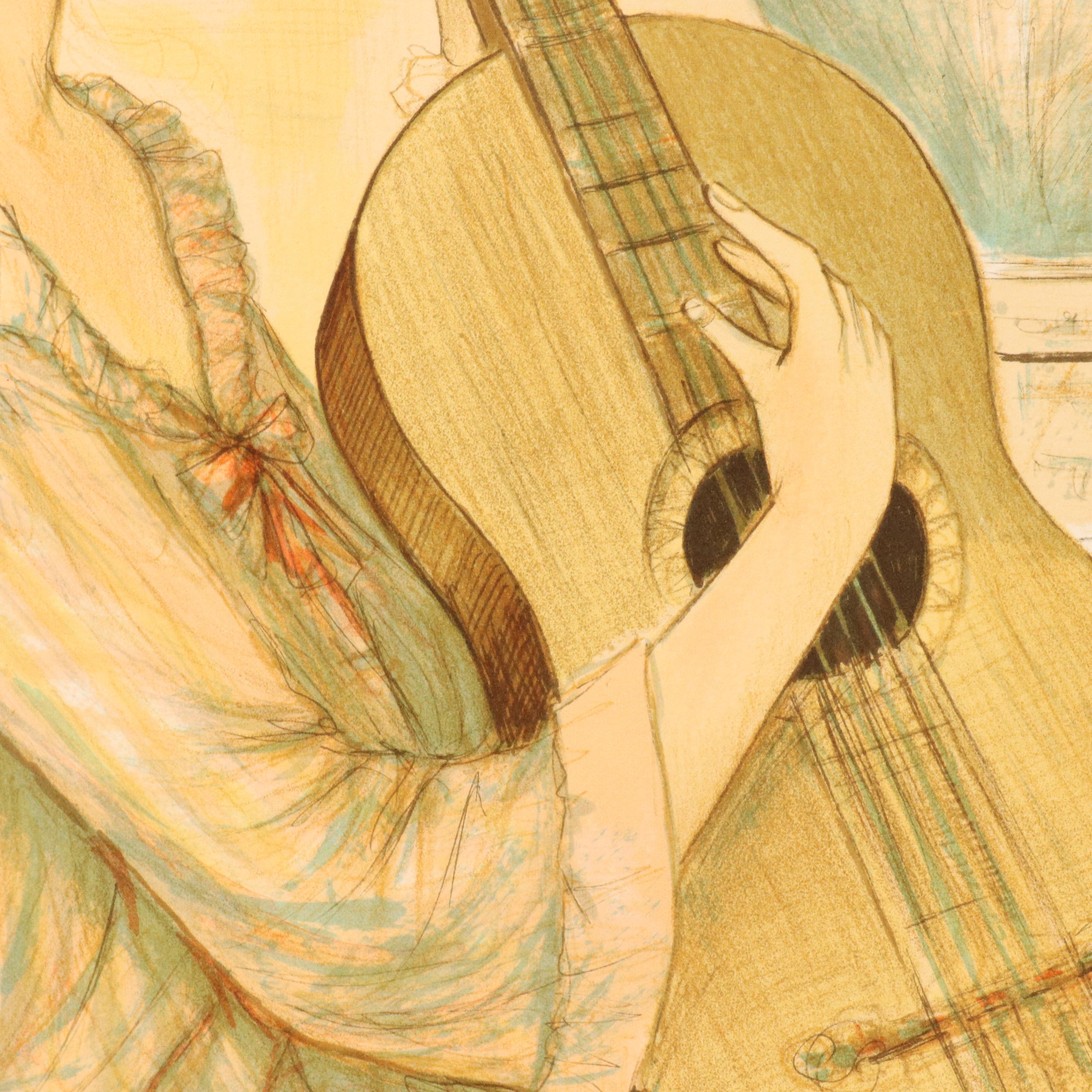 Jacques Lalande Figural Lithograph of Musicians