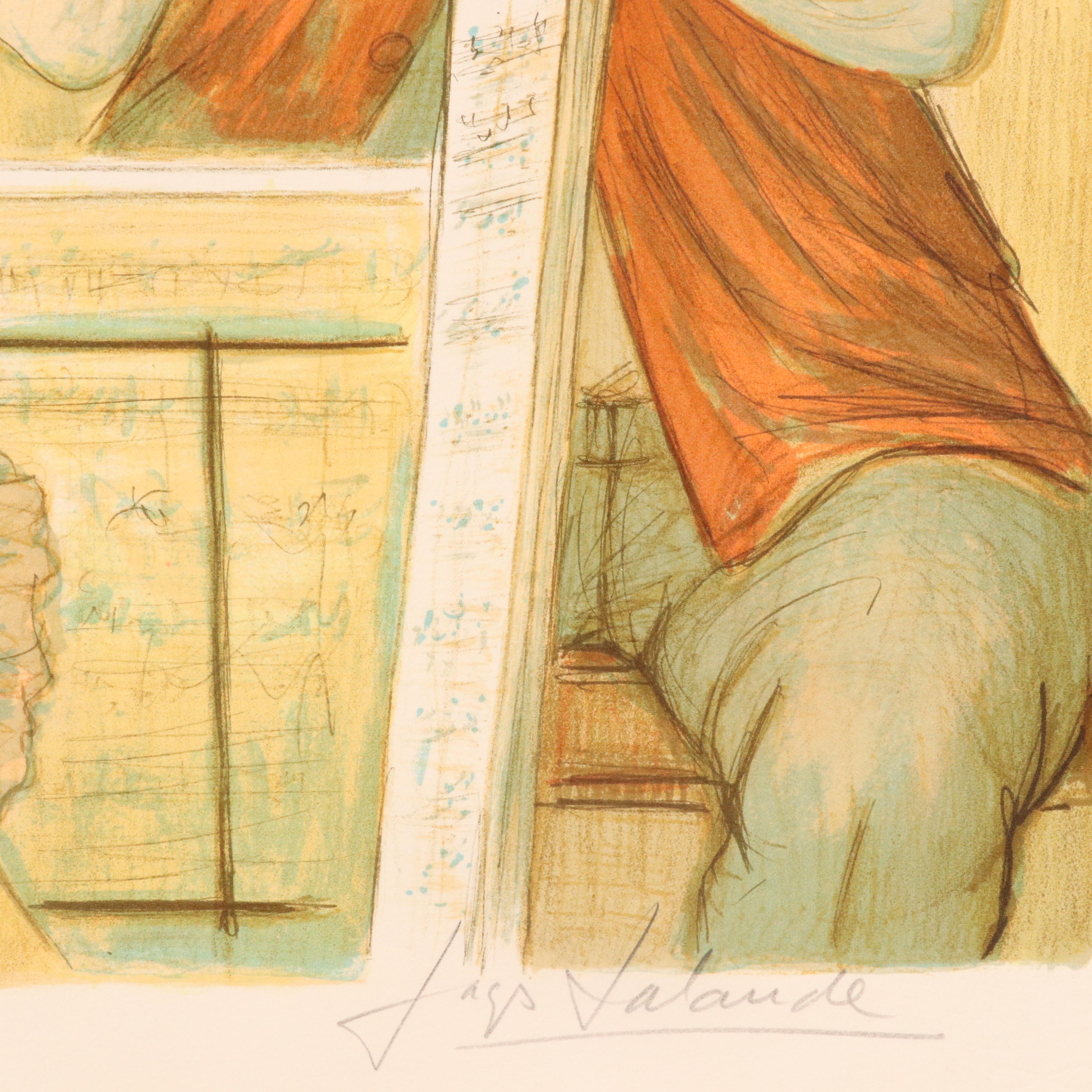 Jacques Lalande Figural Lithograph of Musicians