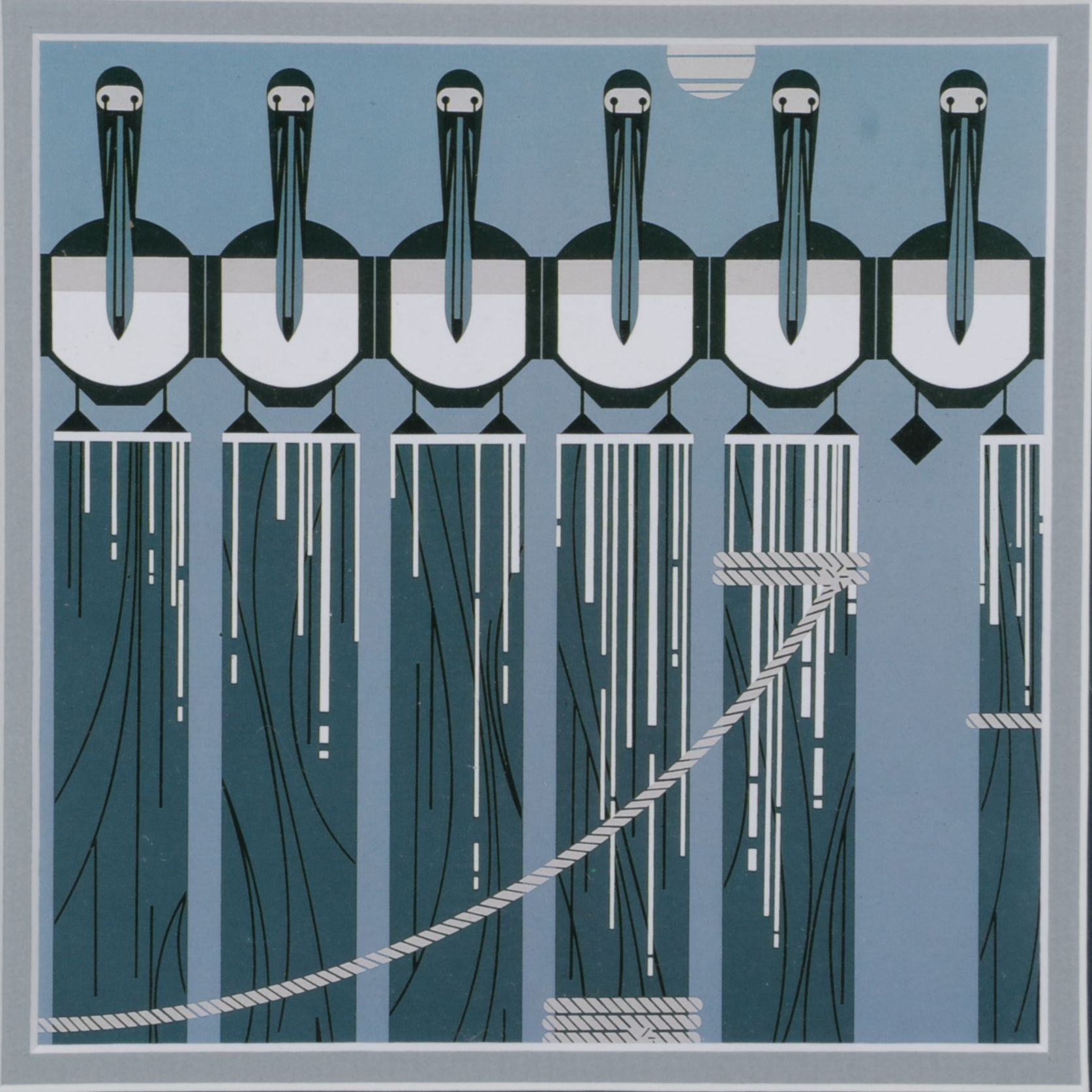 Offset Lithograph After Charley Harper "Pier Group"