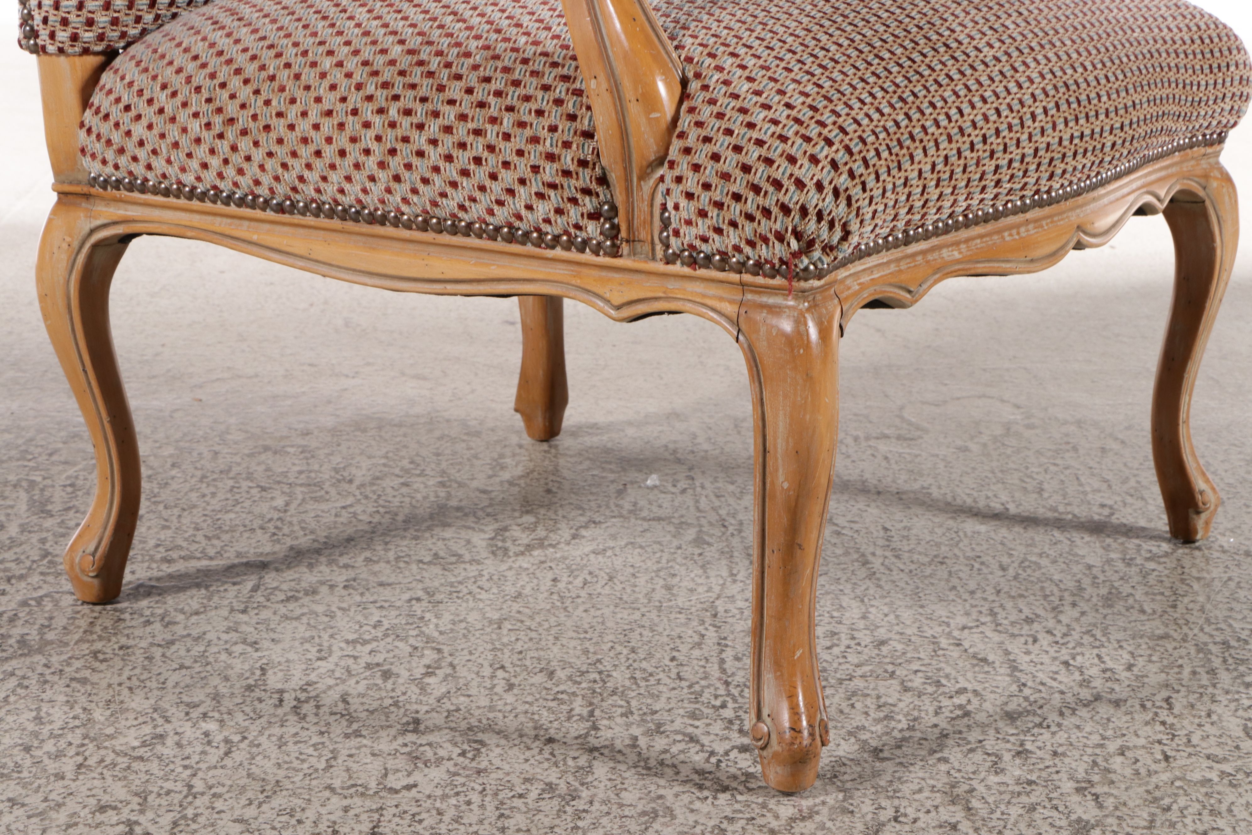 Georgian Style Upholstered Maple Finish Lolling Chair