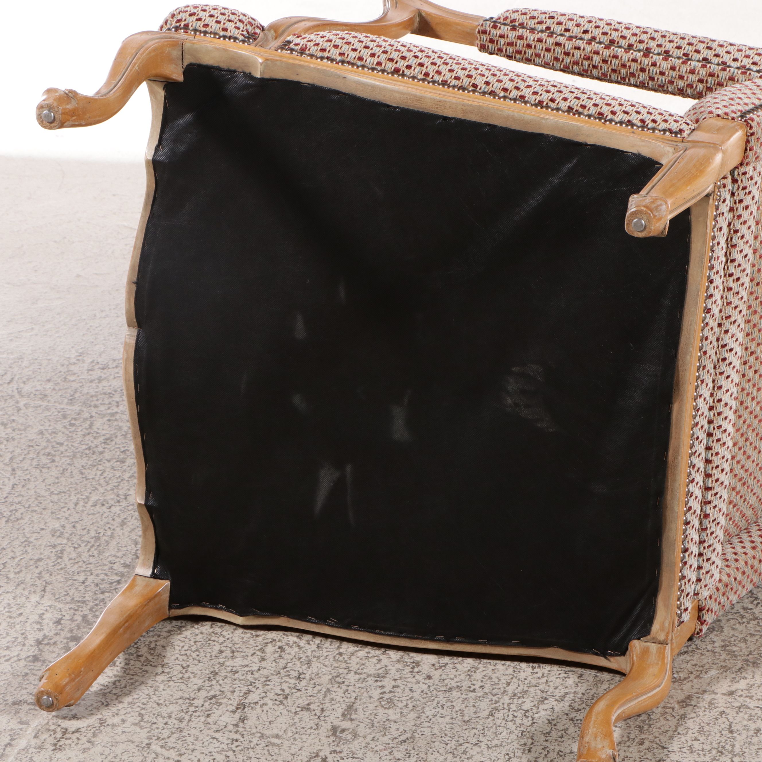 Georgian Style Upholstered Maple Finish Lolling Chair