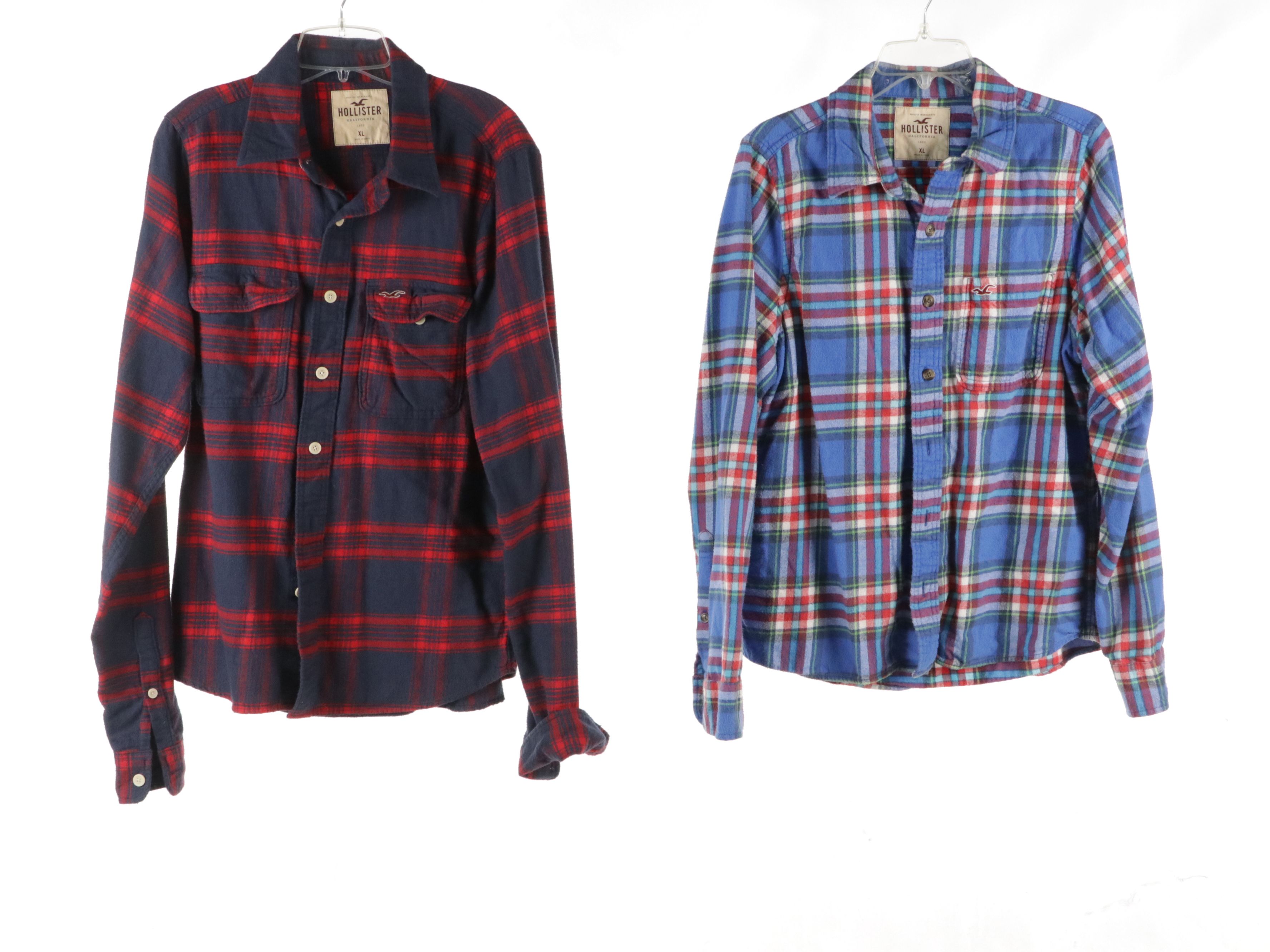 Men's Hollister and Tommy Hilfiger Colorful Flannel Shirts