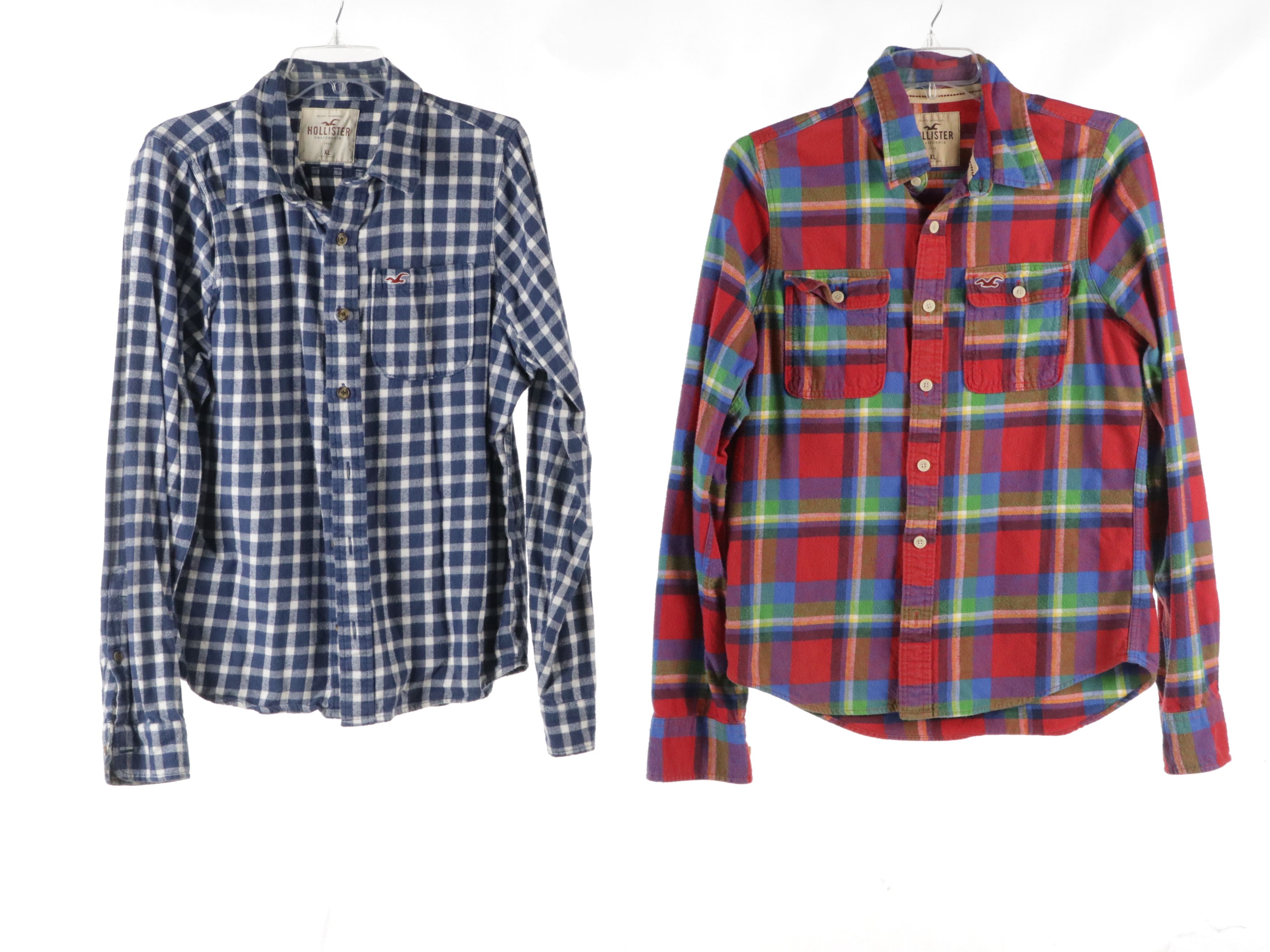 Men's Hollister and Tommy Hilfiger Colorful Flannel Shirts