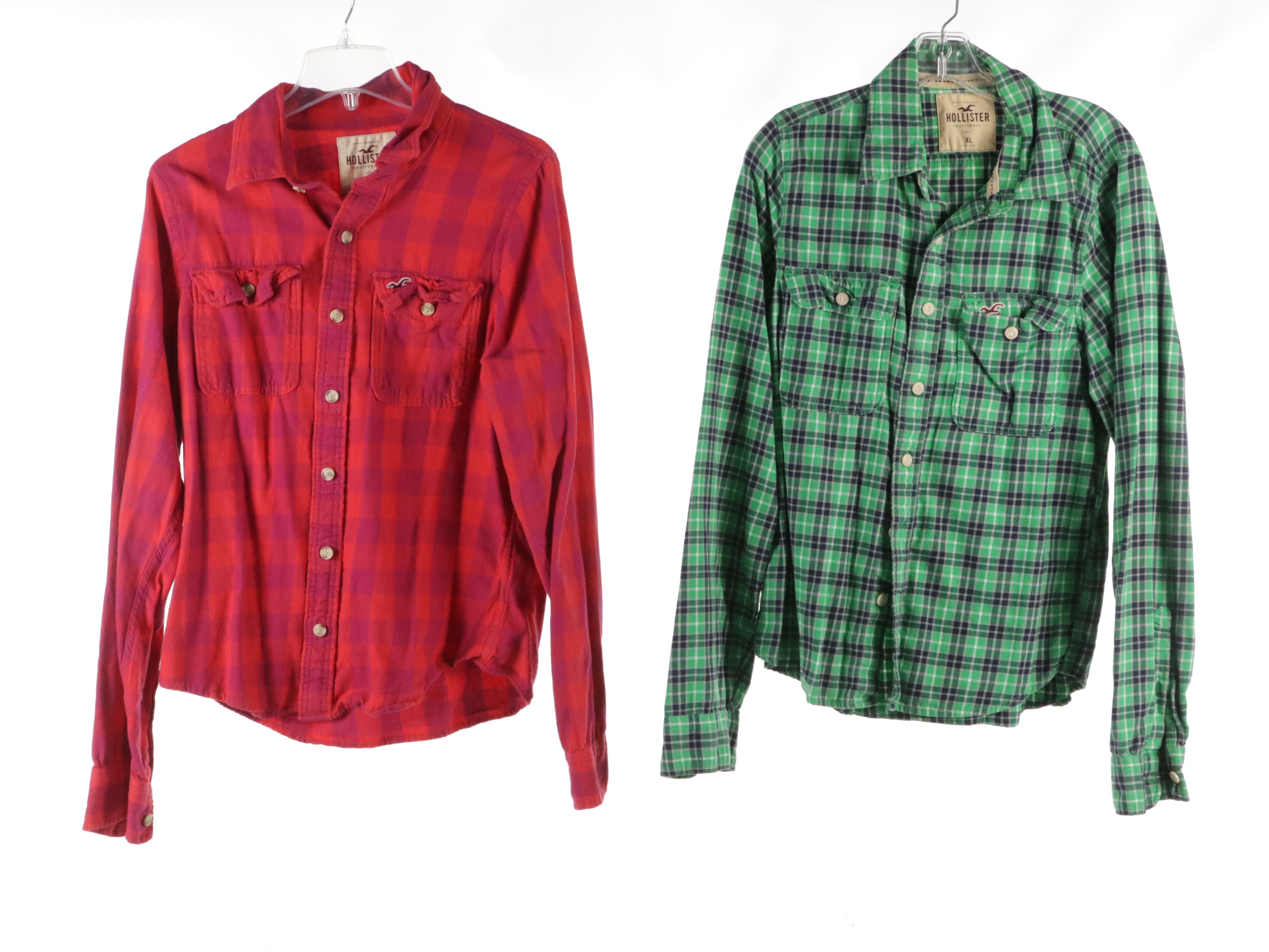 Men's Hollister and Tommy Hilfiger Colorful Flannel Shirts