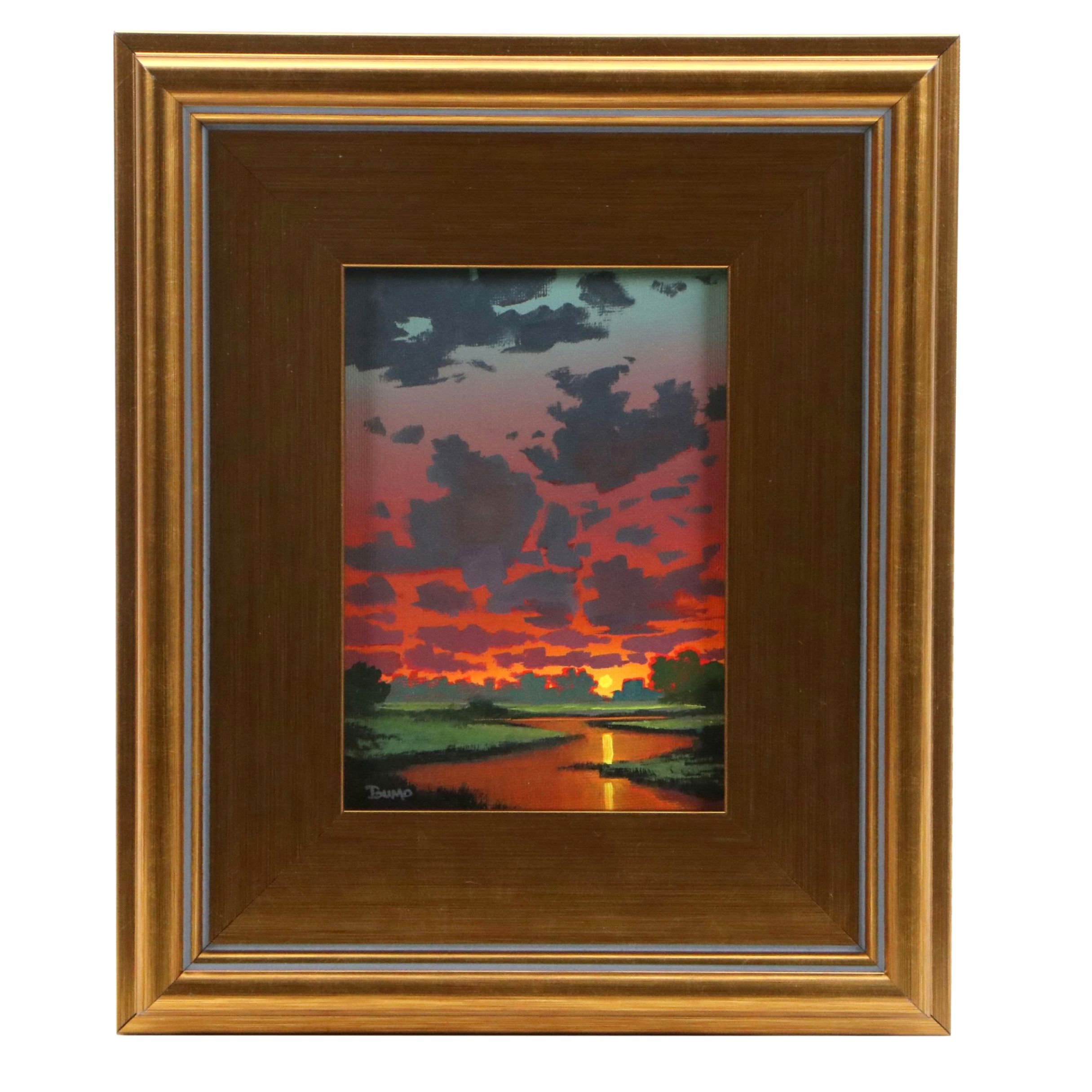 Douglas “Bumo” Johnpeer Acrylic Sunset Landscape Painting, 2024