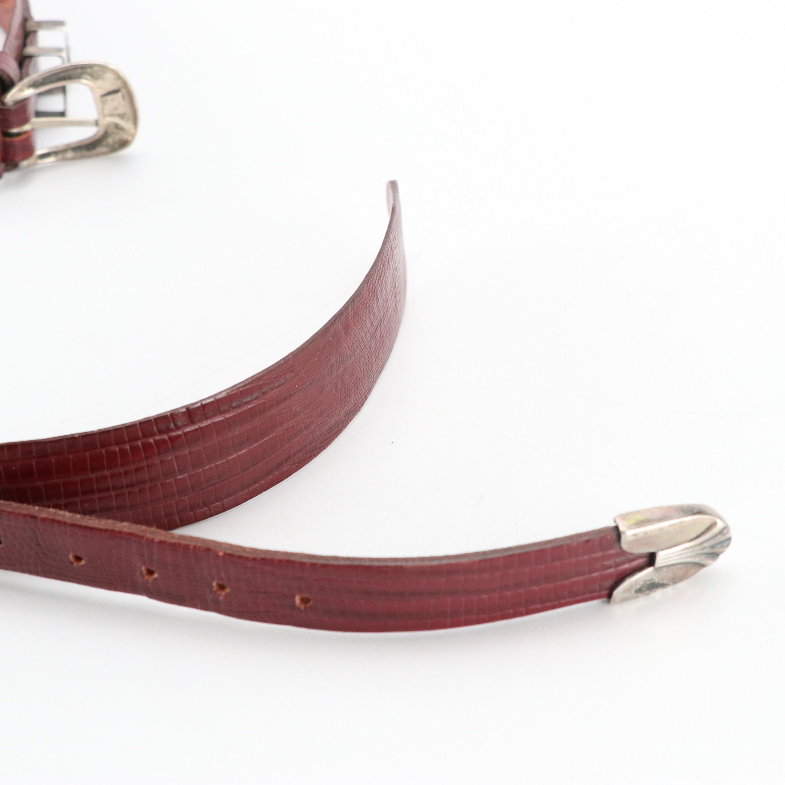 Signed Sterling Silver Buckle Set on Tom Taylor Lizard Skin Belt