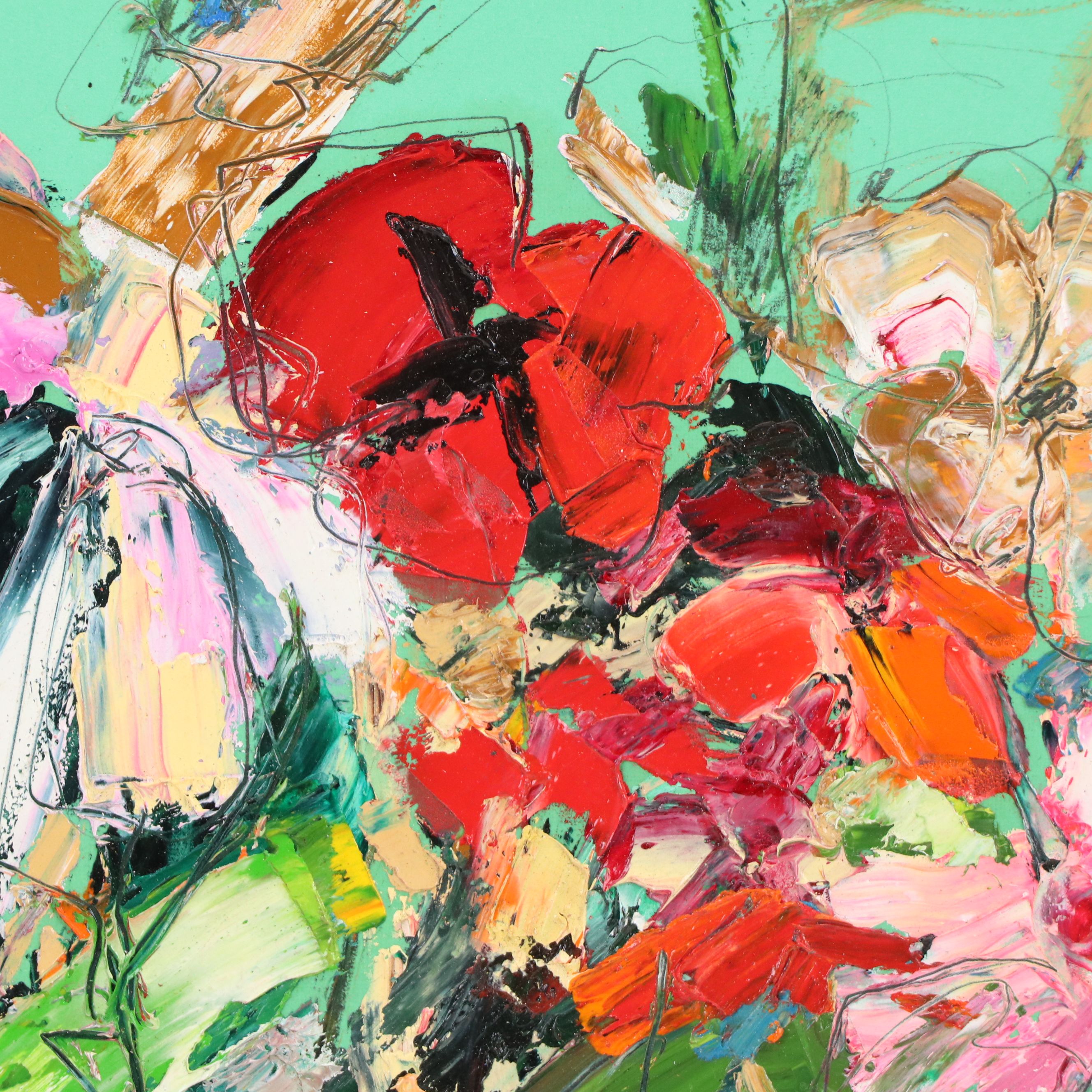 Abstract Floral Still Life Oil Painting, 21st Century