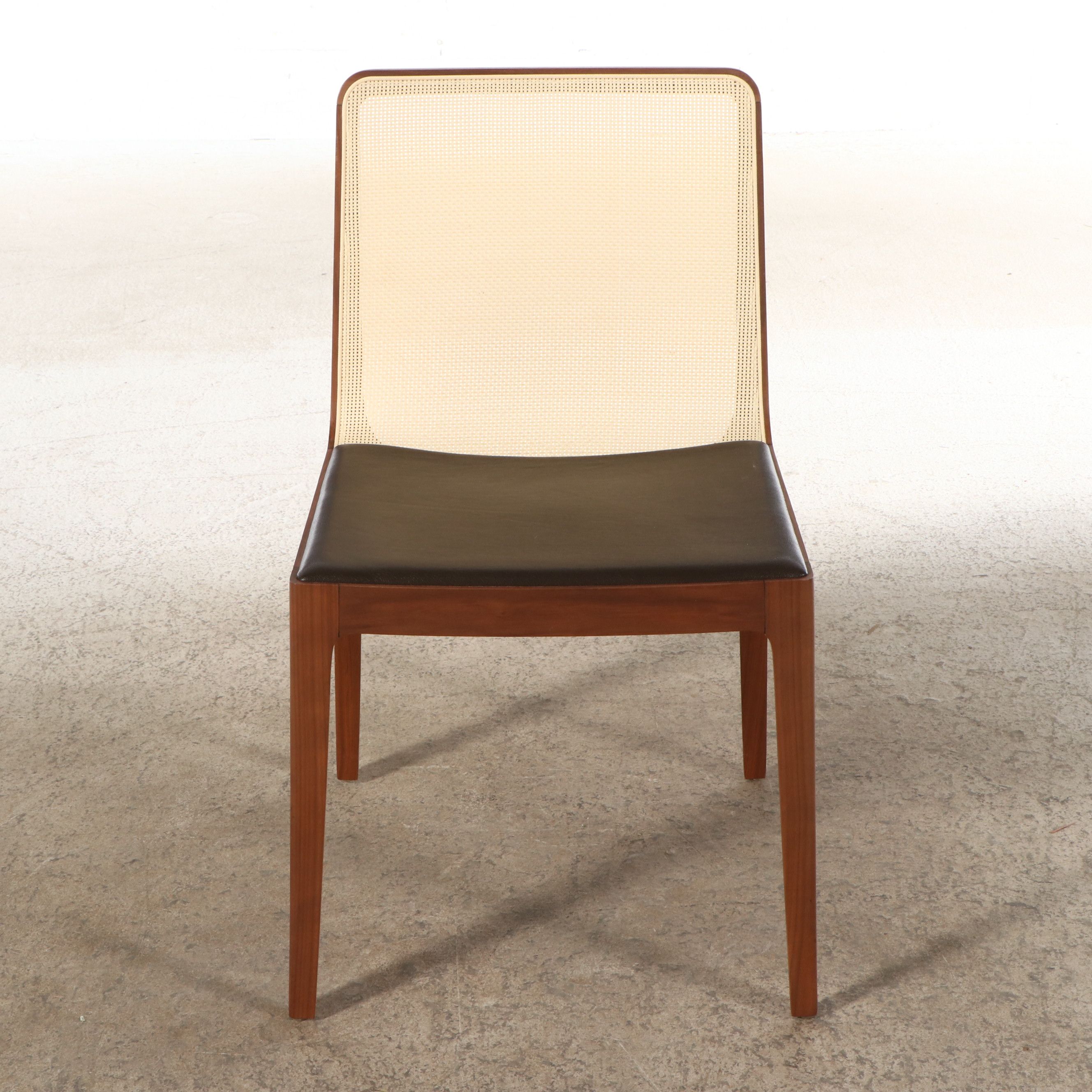 Set of Eight Jader Almeida Mid Century Modern Style Woven Back "Malha" Chairs