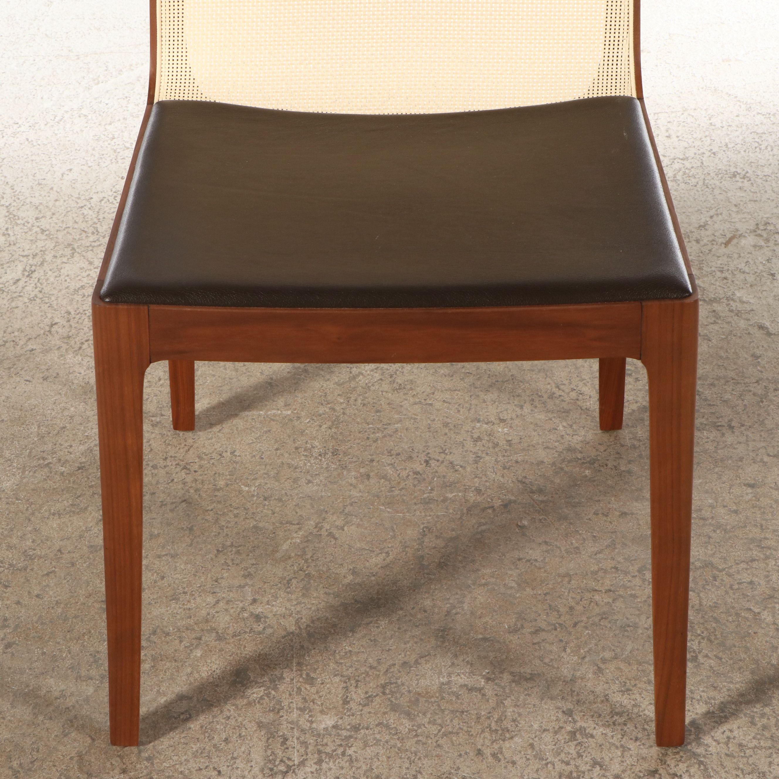 Set of Eight Jader Almeida Mid Century Modern Style Woven Back "Malha" Chairs