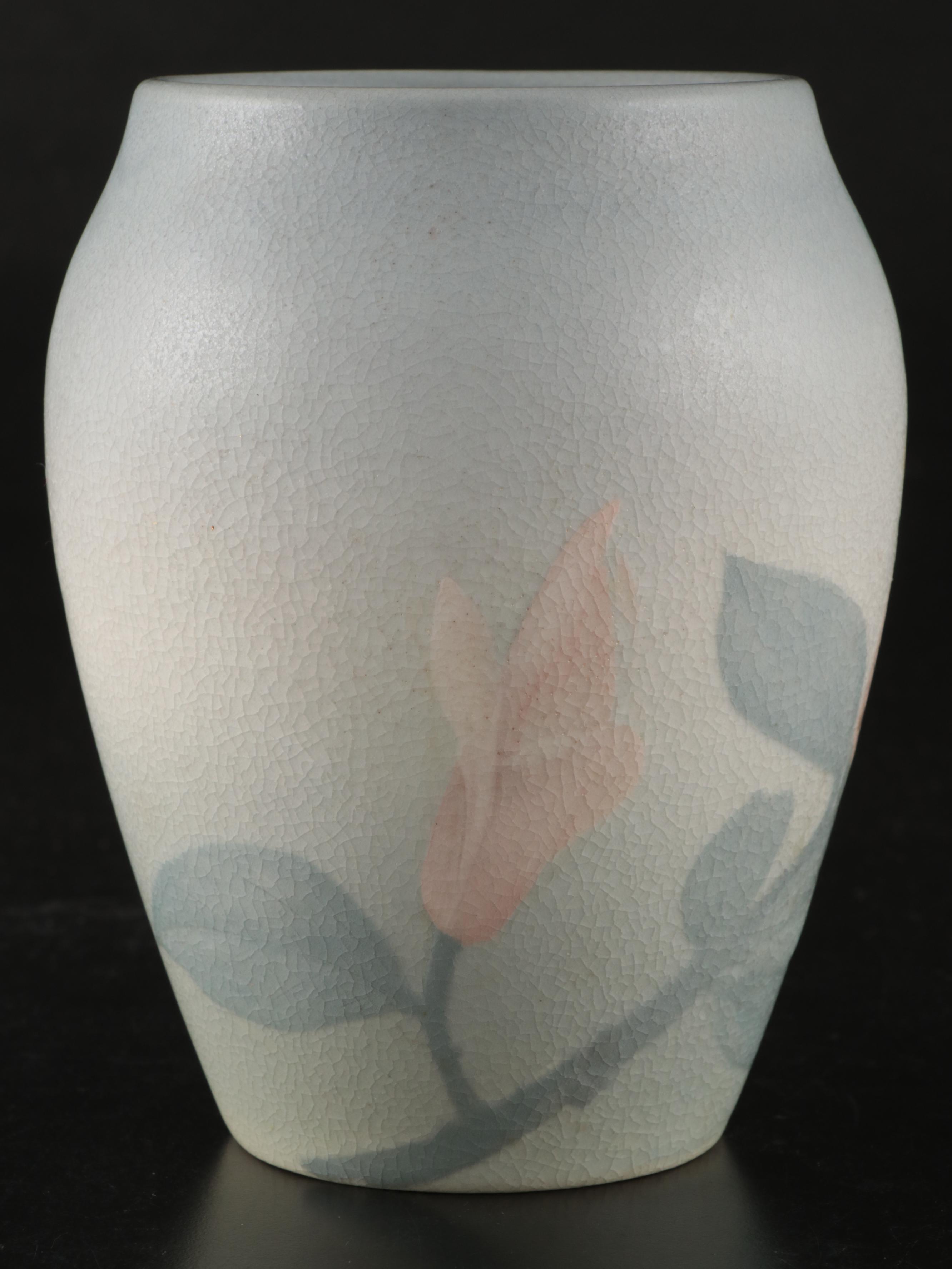 Rookwood Pottery Matte Glaze Floral Vellum Vase, 1906