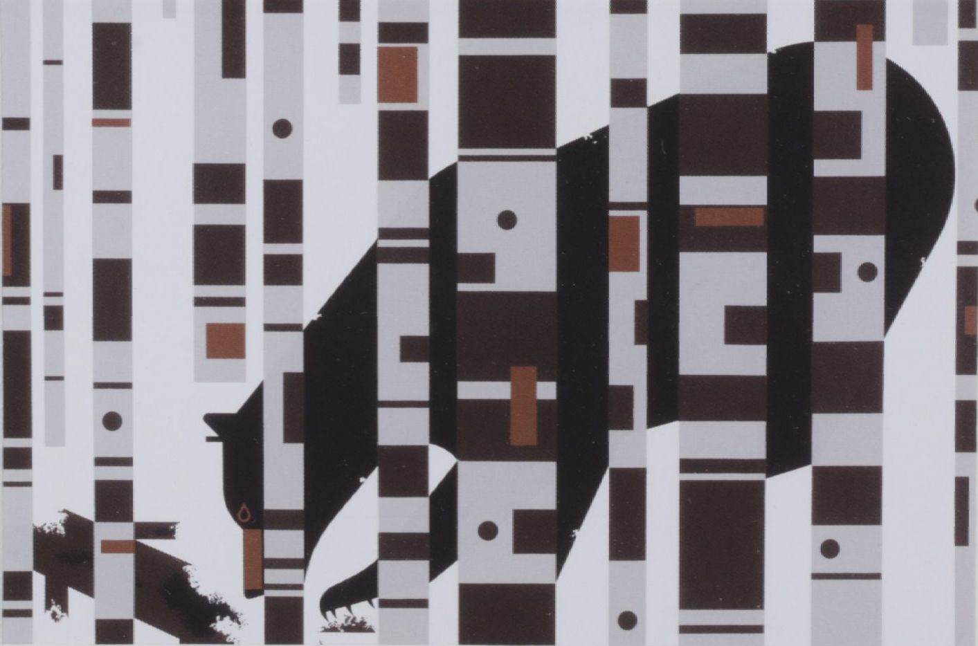 Offset Lithograph After Charley Harper "Bear in the Birches"