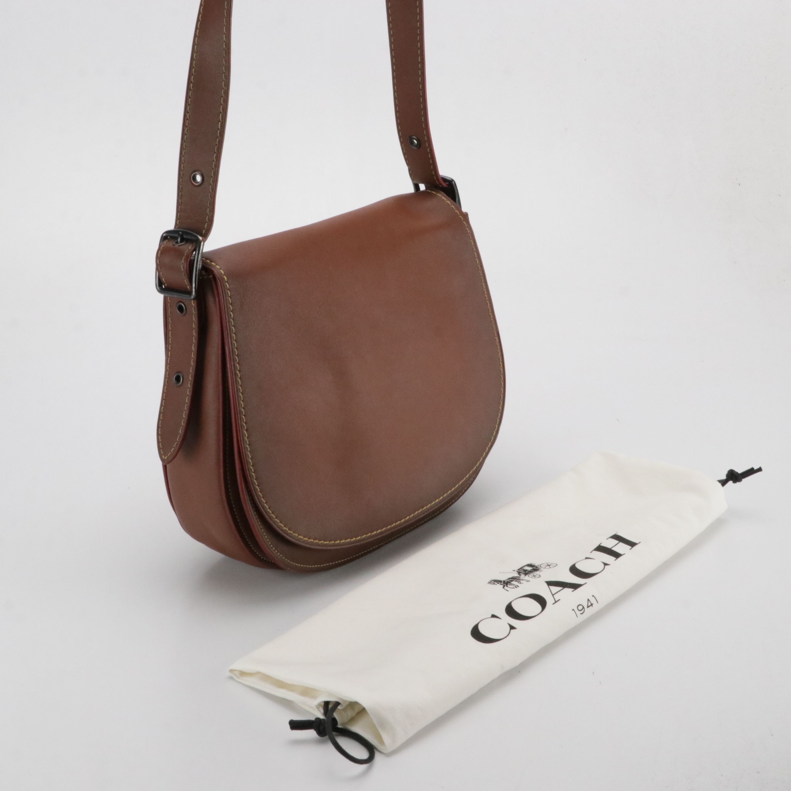 Coach Leather 1941 Saddle Bag Brown Glove Tanned, With Box
