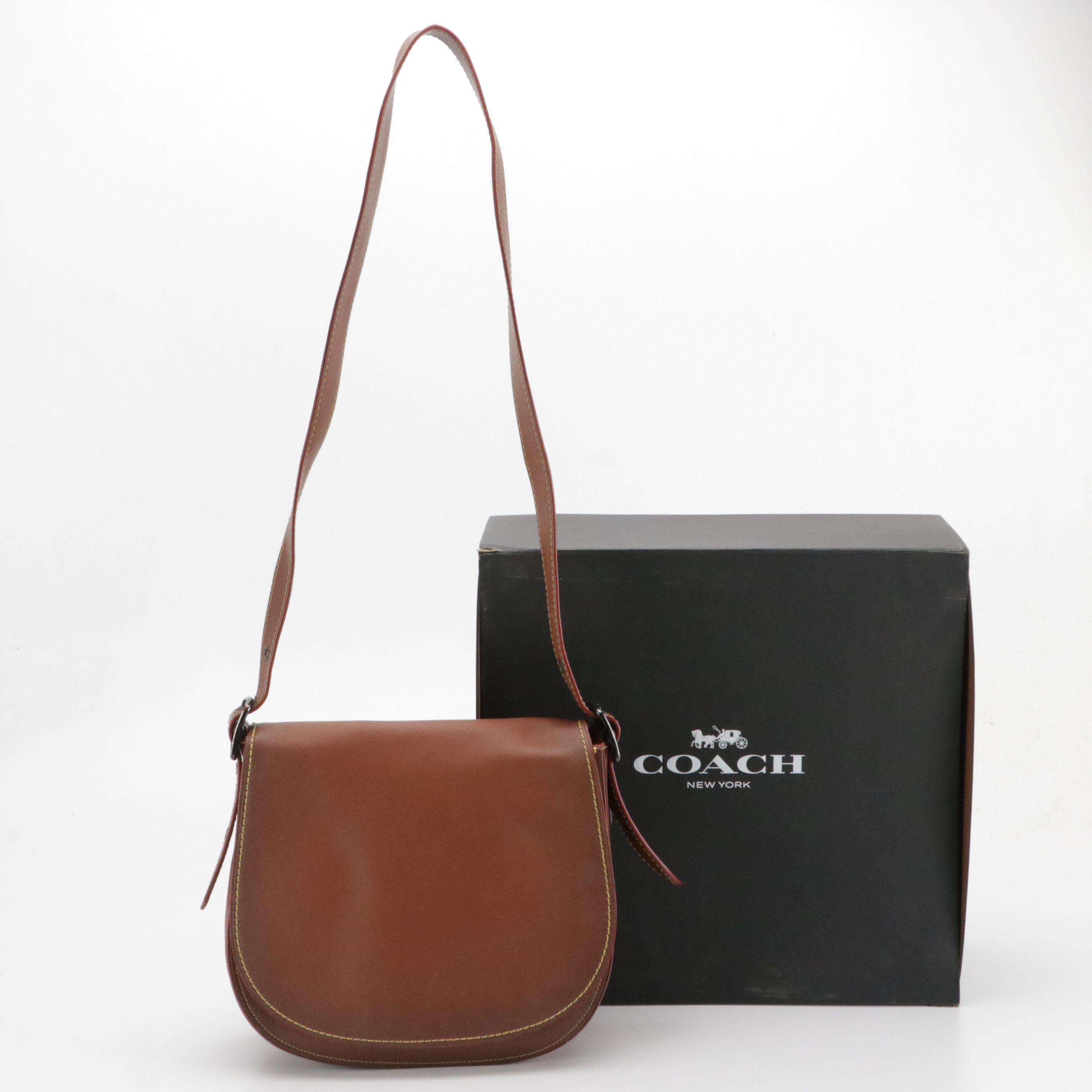 Coach Leather 1941 Saddle Bag Brown Glove Tanned, With Box