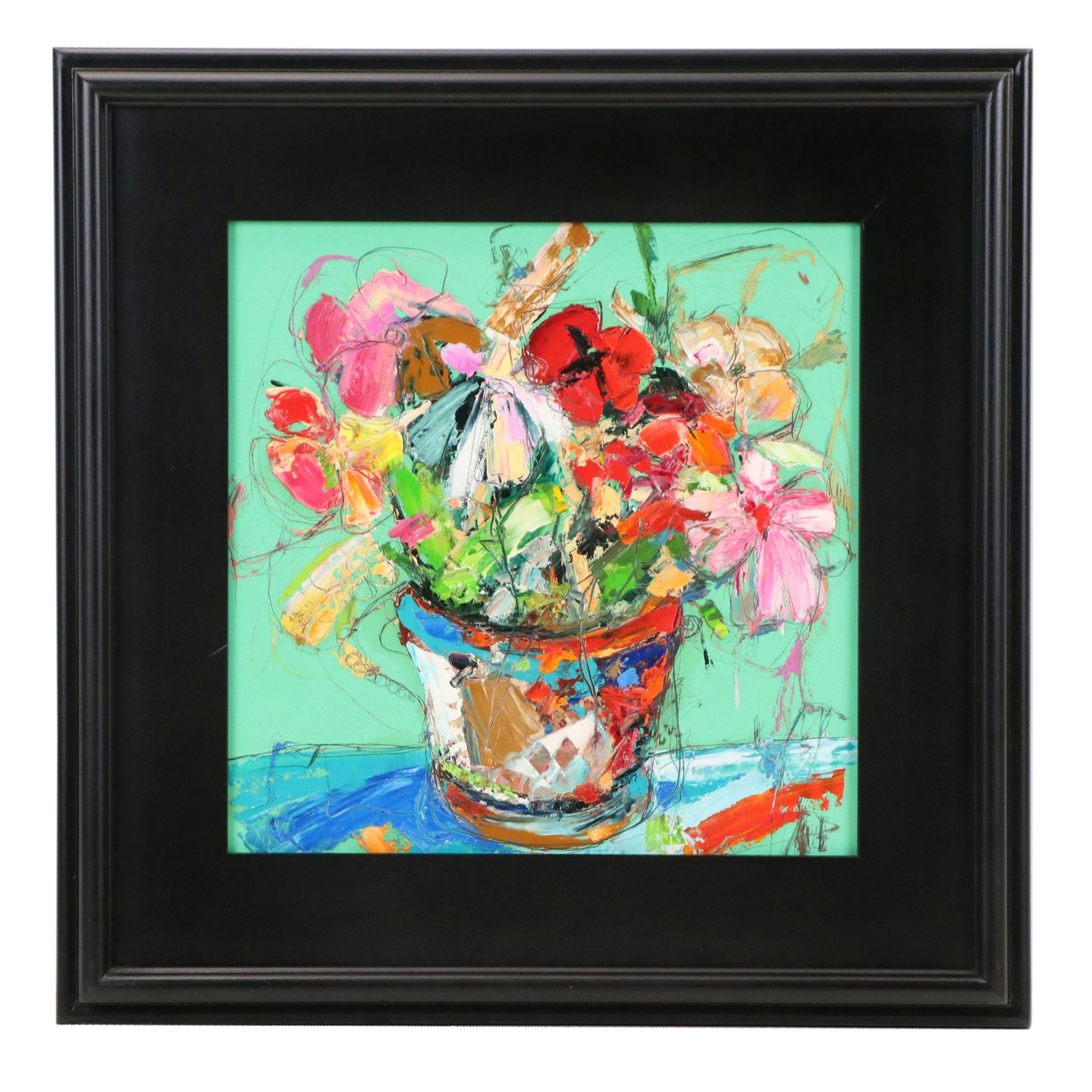 Abstract Floral Still Life Oil Painting, 21st Century