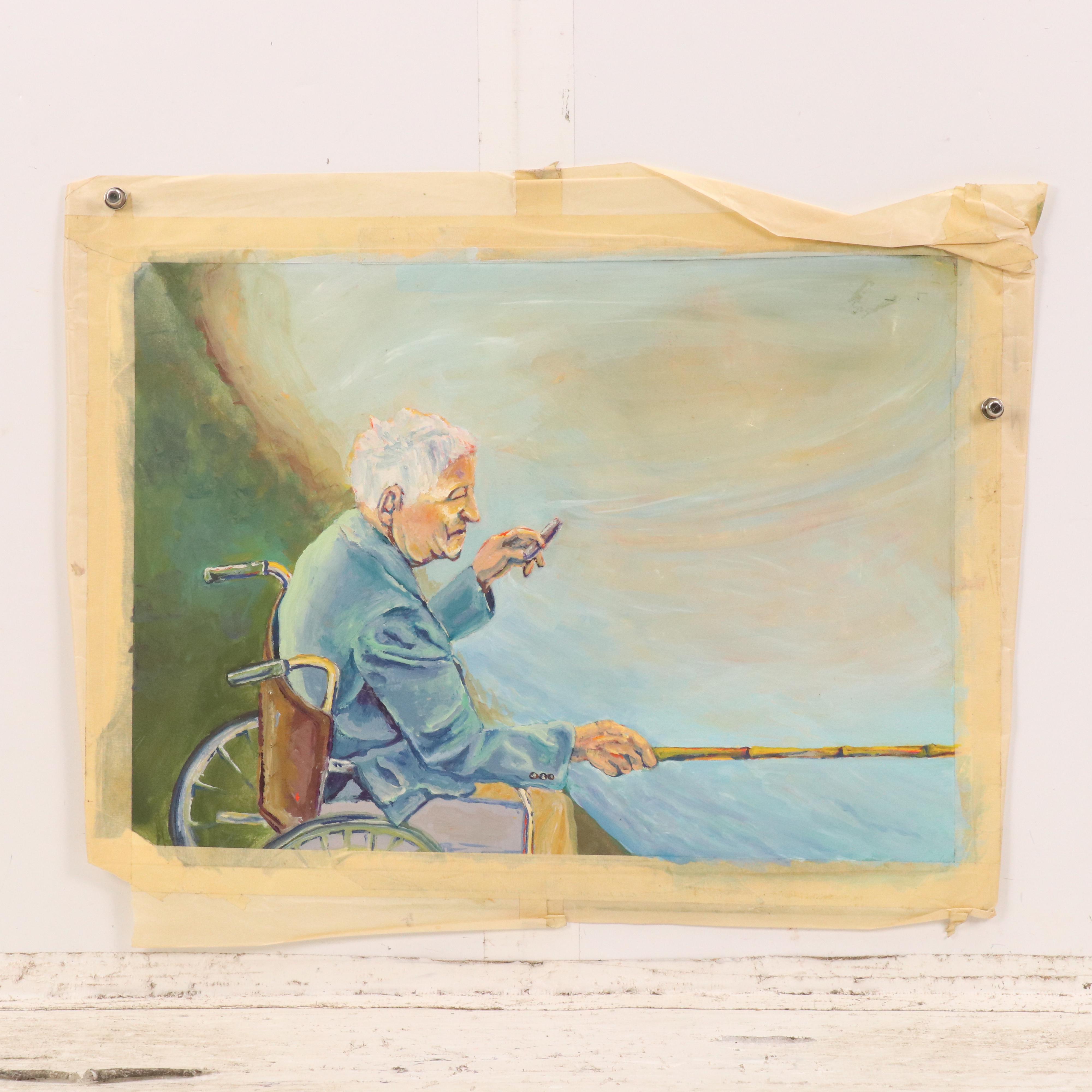 Set of Studies Including Stipple Painting After Claude Monet "Poppy Field..."