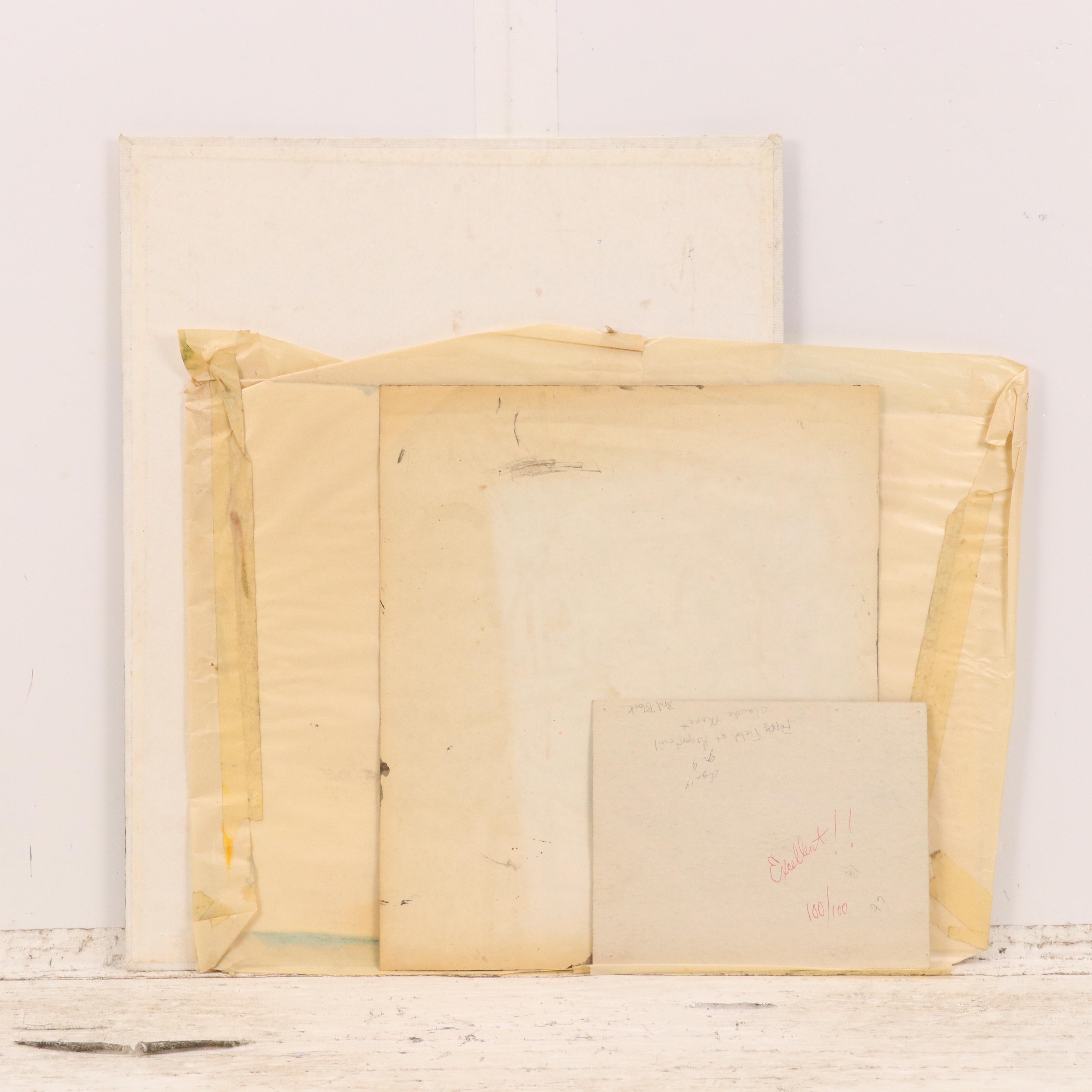 Set of Studies Including Stipple Painting After Claude Monet "Poppy Field..."