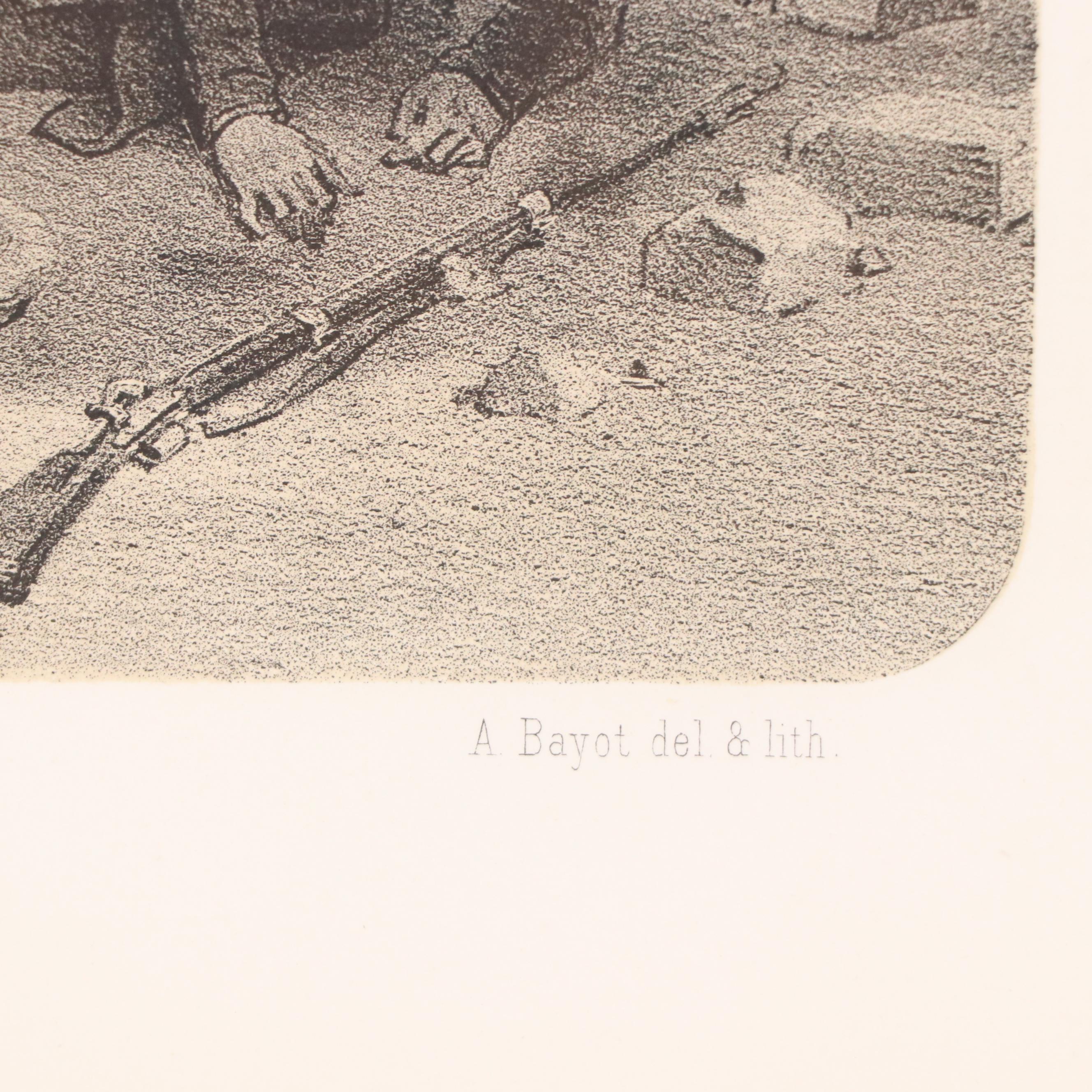 Charpentier Lithograph "M. Affre, Archbishop of Paris, Mortally Wounded," 1855