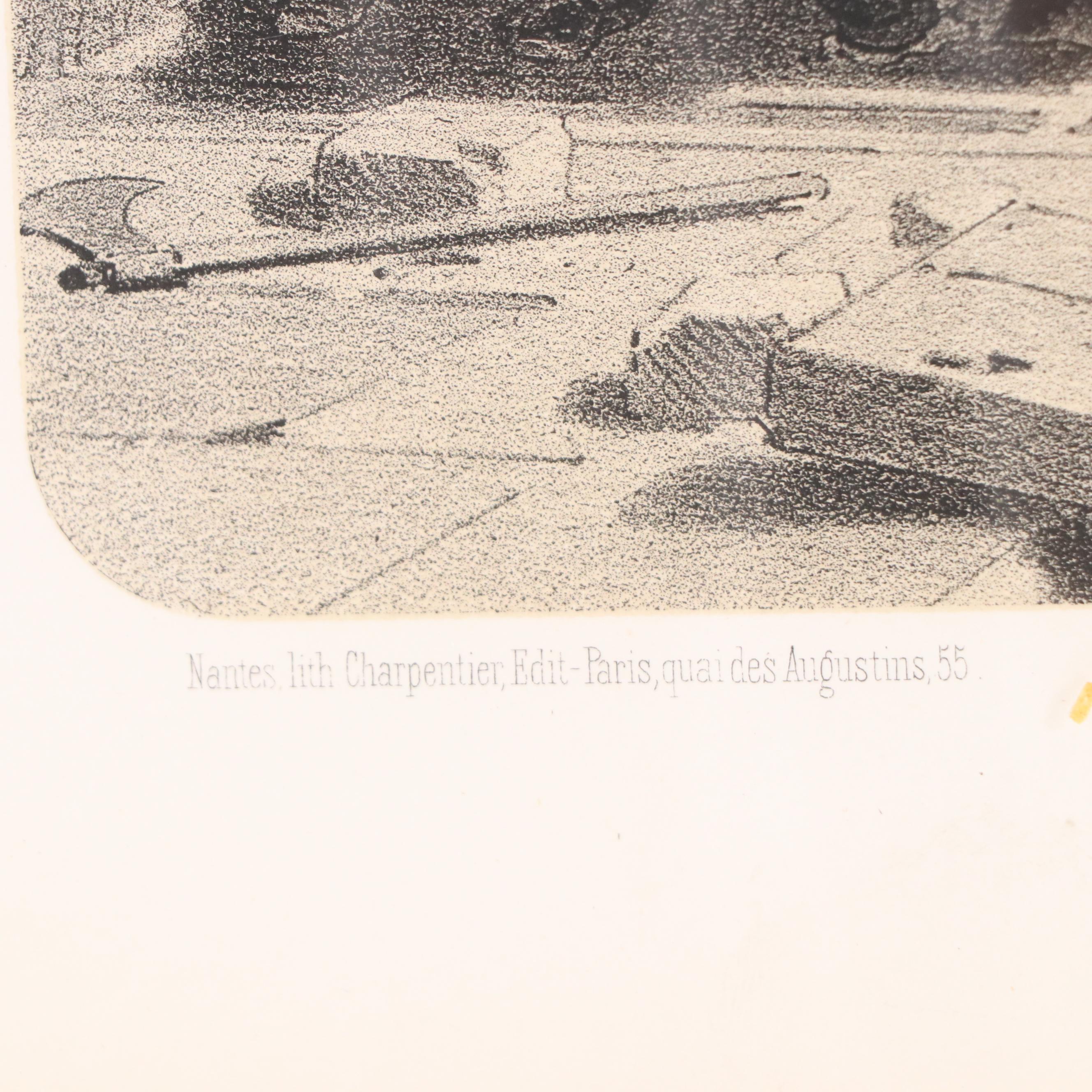 Charpentier Lithograph "M. Affre, Archbishop of Paris, Mortally Wounded," 1855