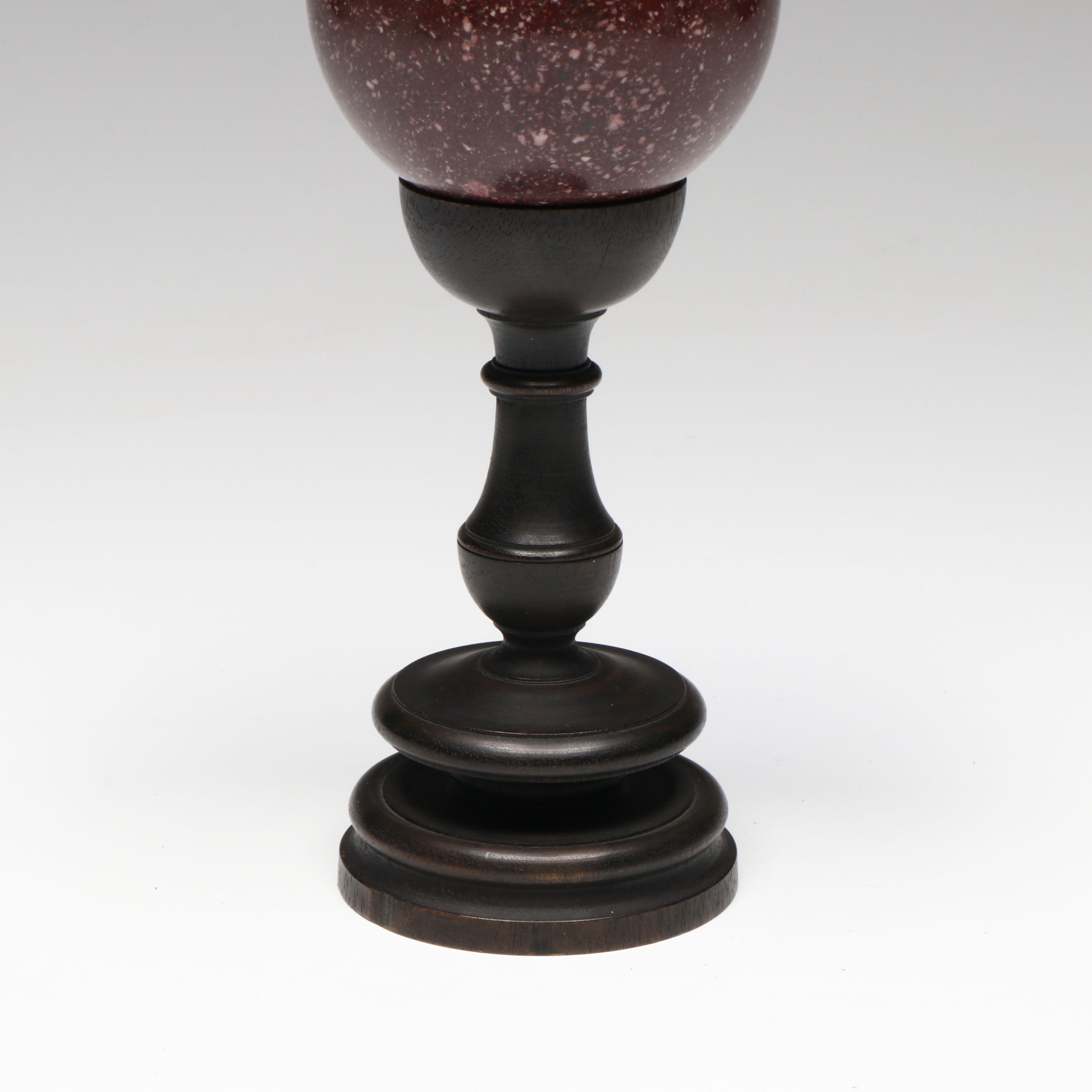 Antique Grand Tour Marble Porphyry Ball and Stand, 19th Century