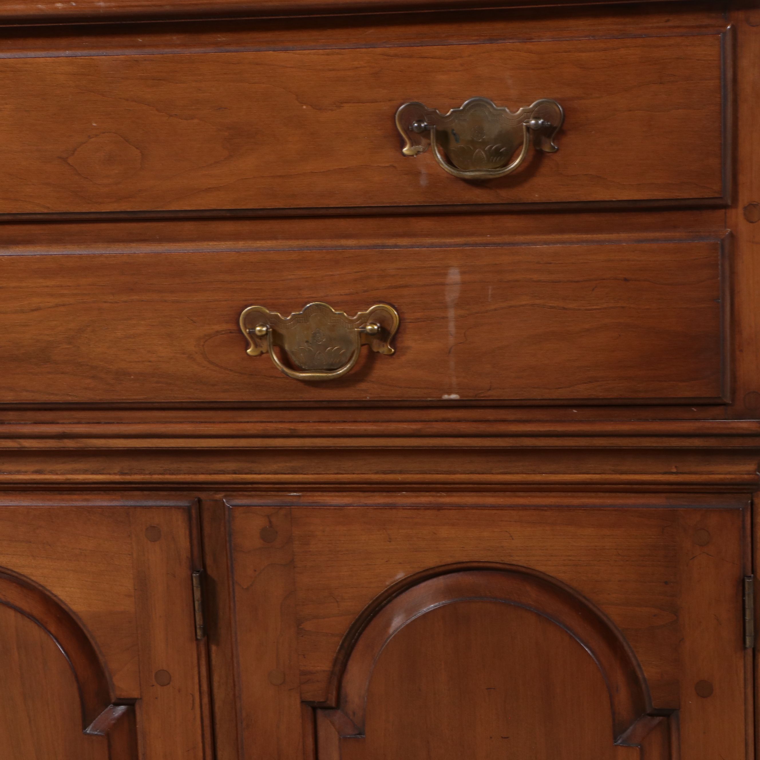 Colonial Style Walnut Finish Hutch, Mid to Late 20th CEntury