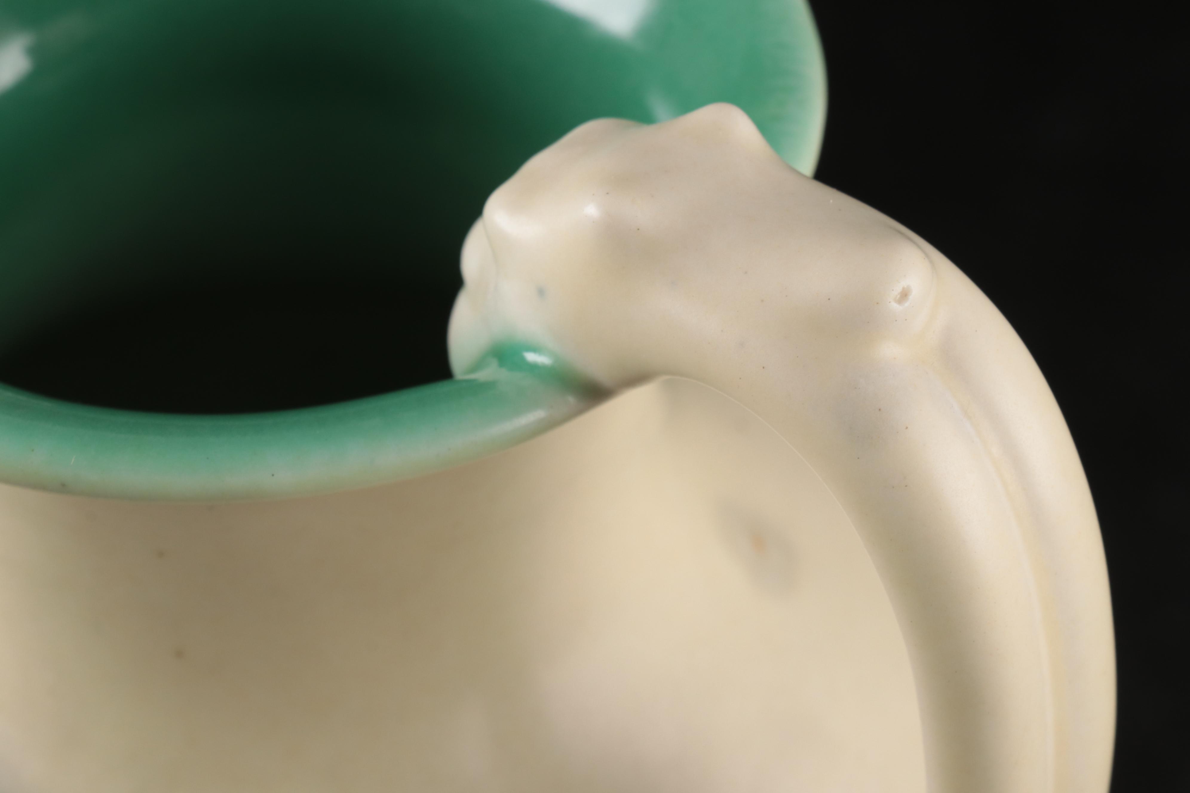 Rookwood Pottery Matte Glaze Baluster Pitcher with Animal Head Handle, 1927