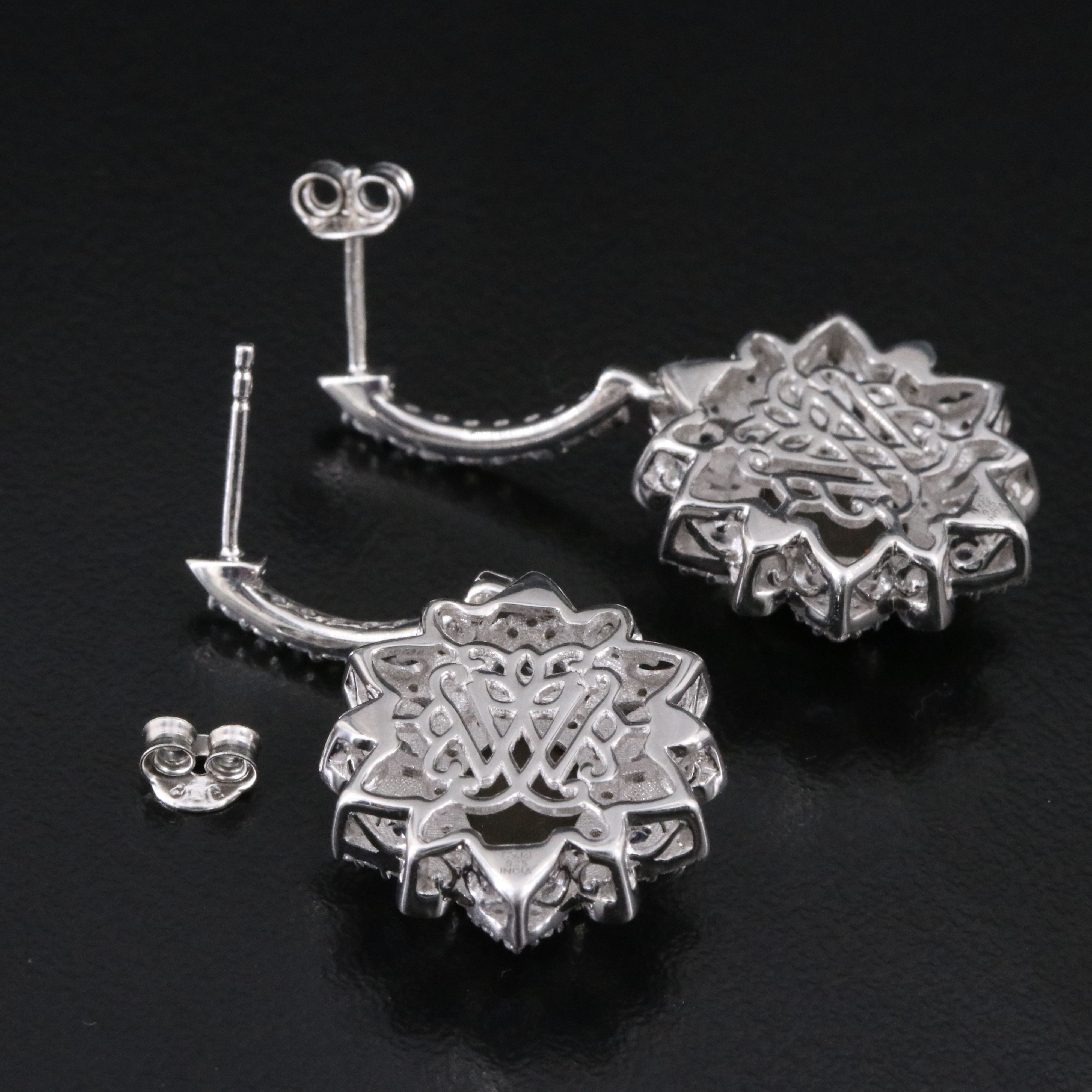 Sterling Ammolite Doublet, Tanzanite and White Zircon Drop Earrings