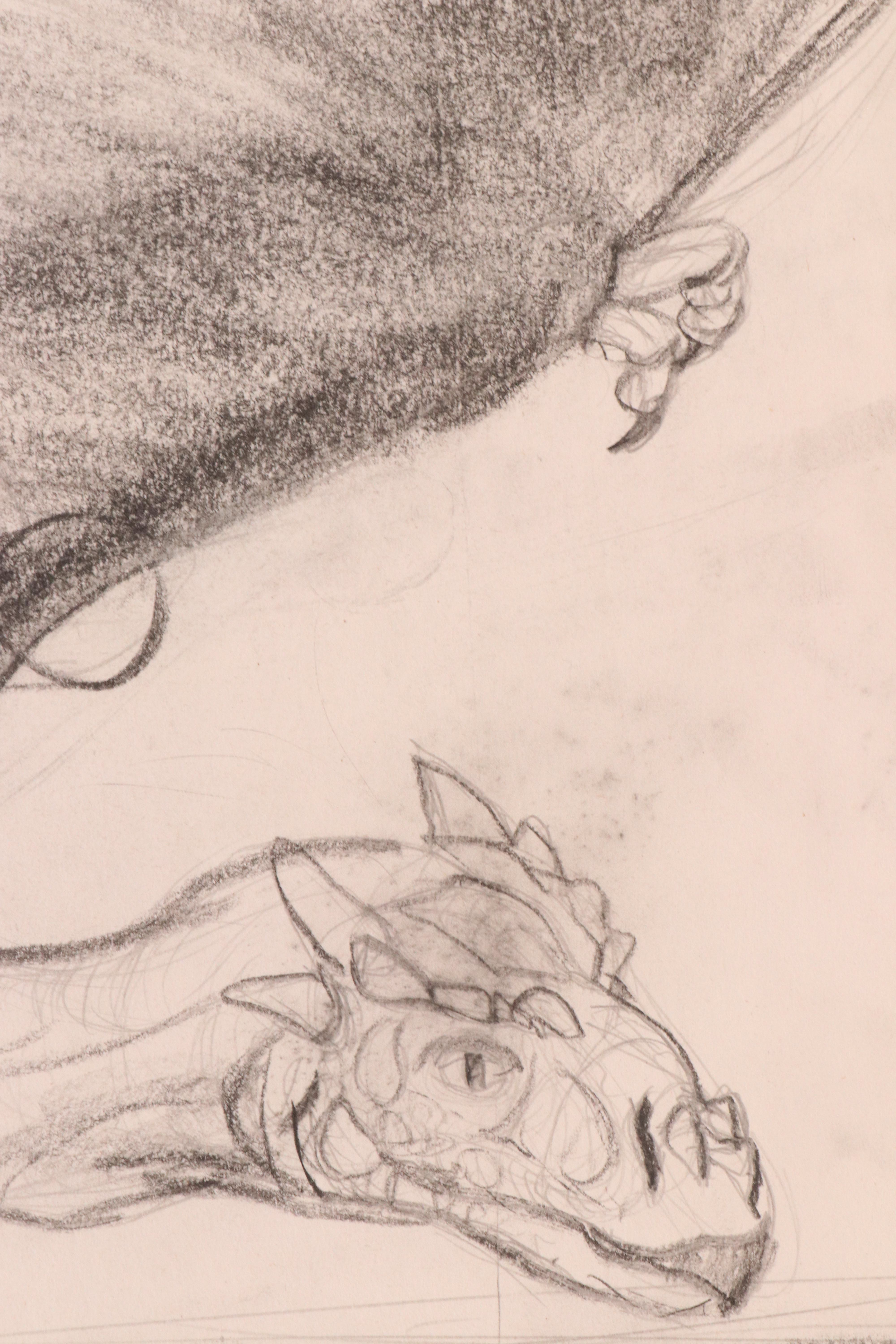 Ben Farrell Charcoal and Graphite Studies, Including Fantasy Illustrations