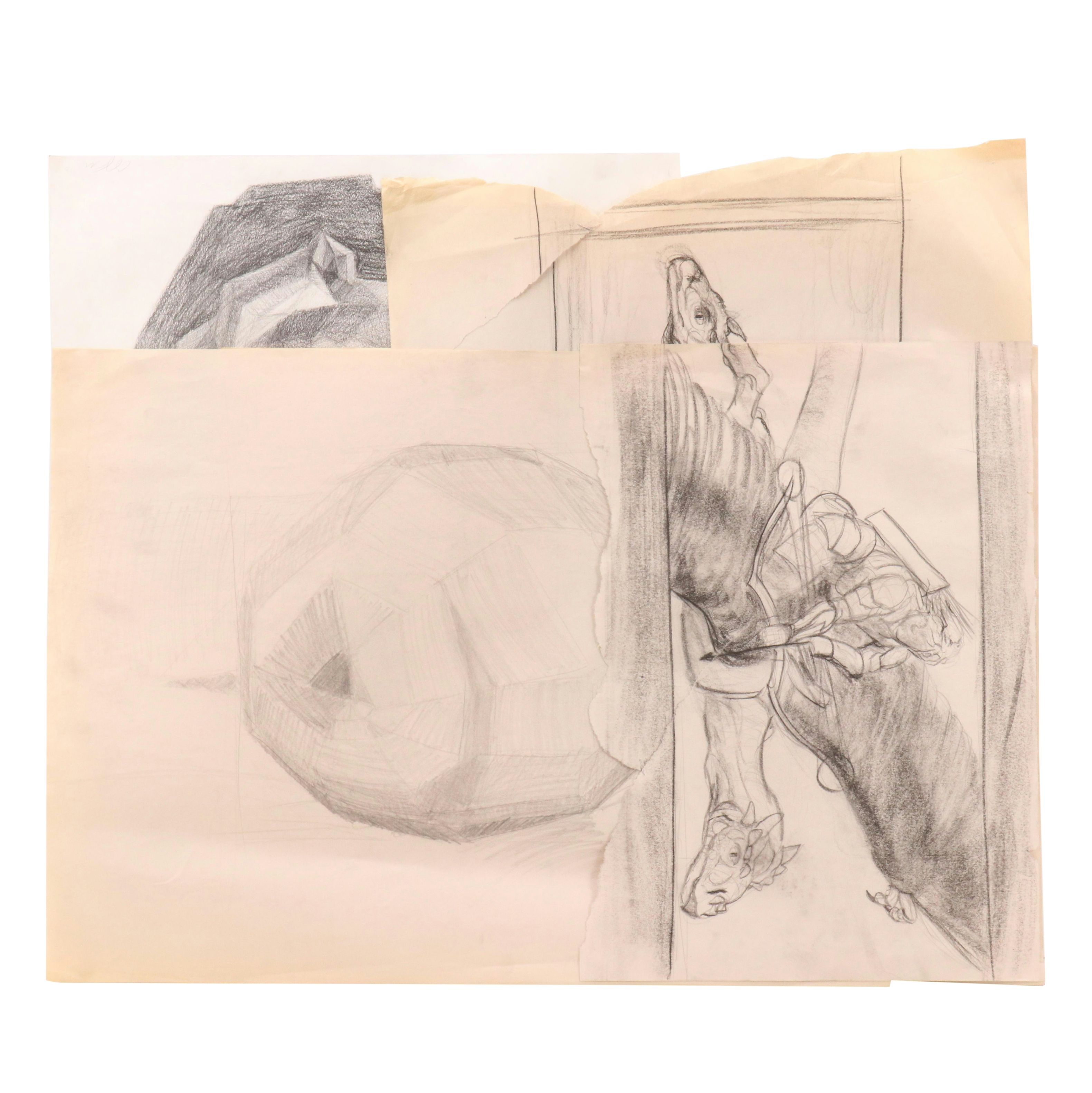 Ben Farrell Charcoal and Graphite Studies, Including Fantasy Illustrations