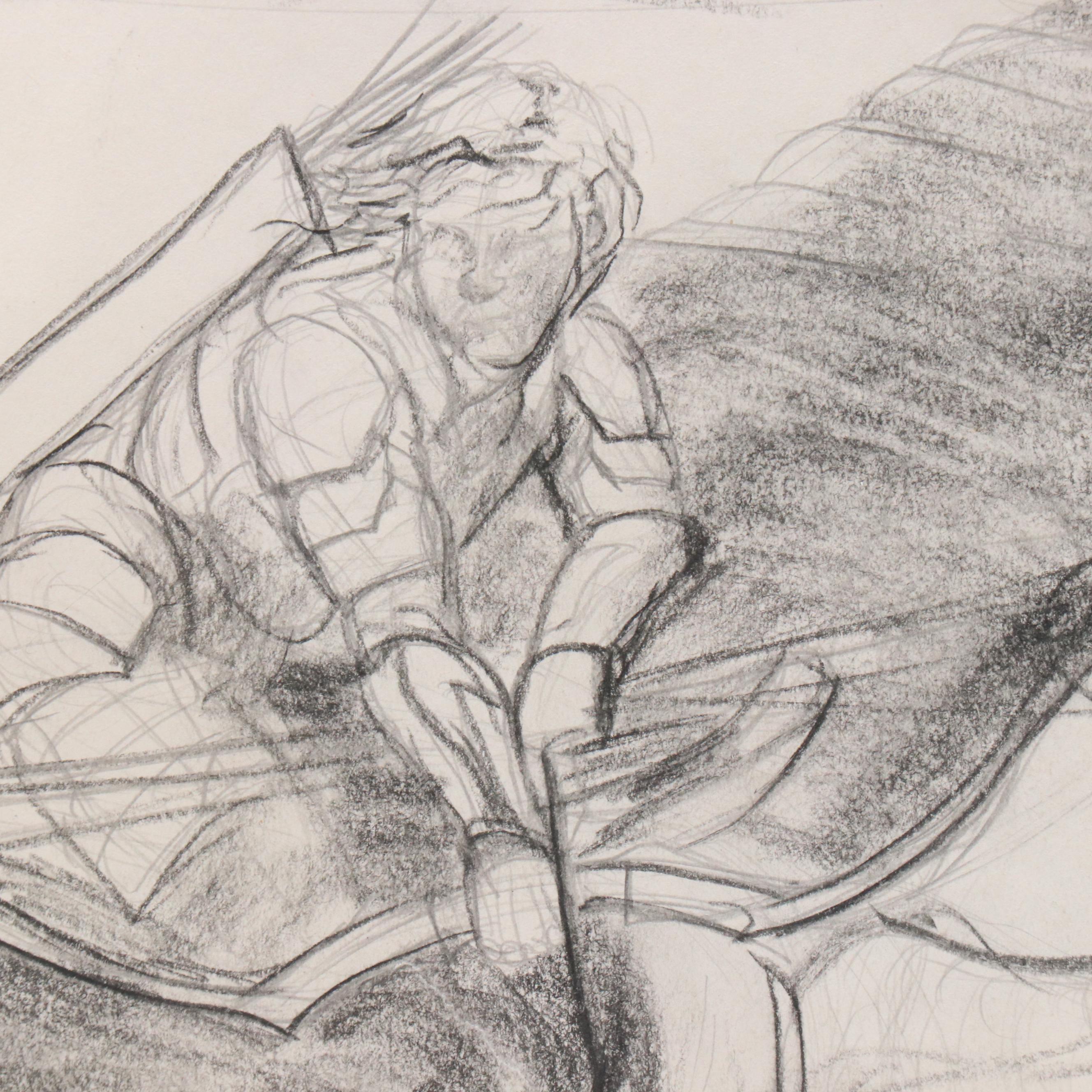 Ben Farrell Charcoal and Graphite Studies, Including Fantasy Illustrations