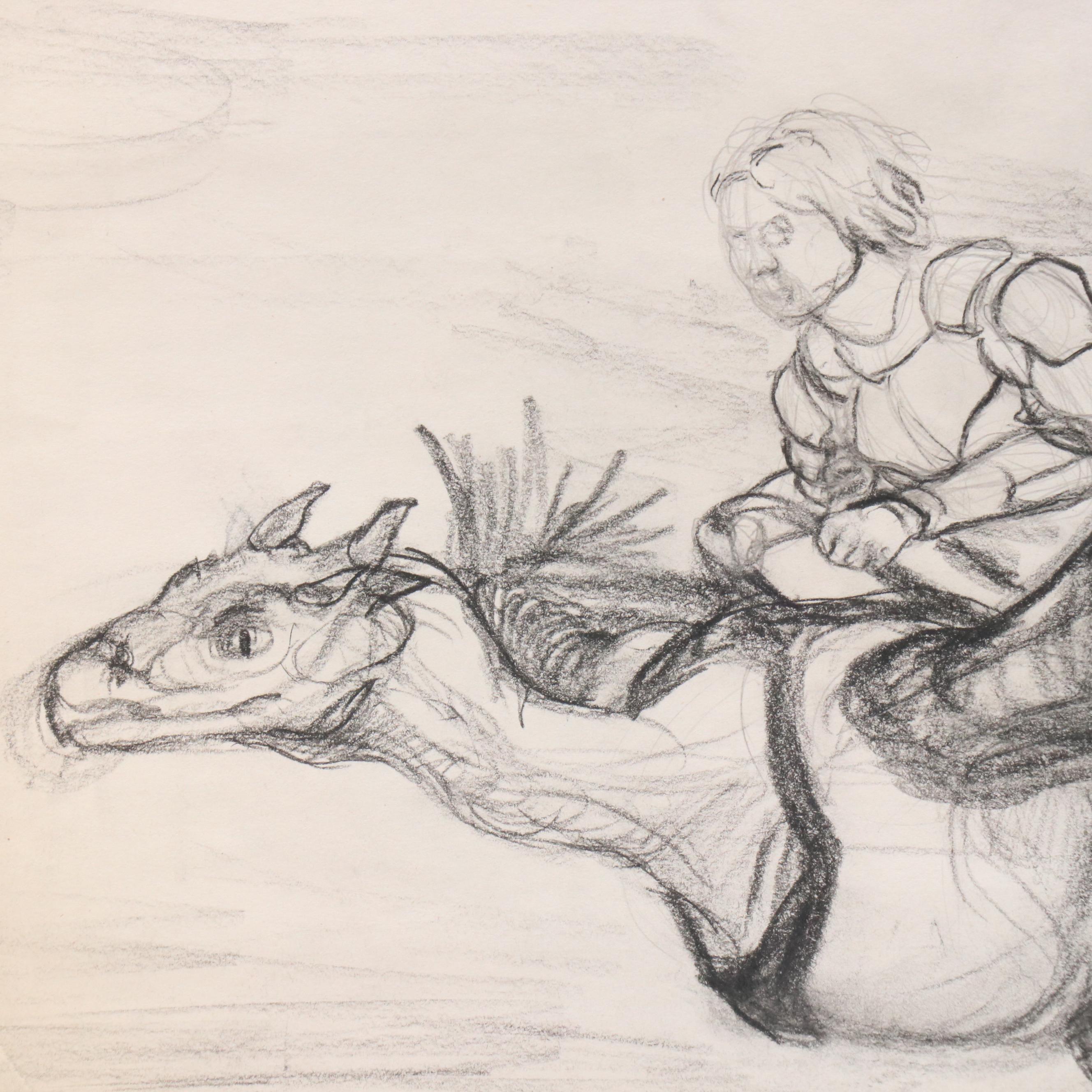 Ben Farrell Charcoal and Graphite Studies, Including Fantasy Illustrations