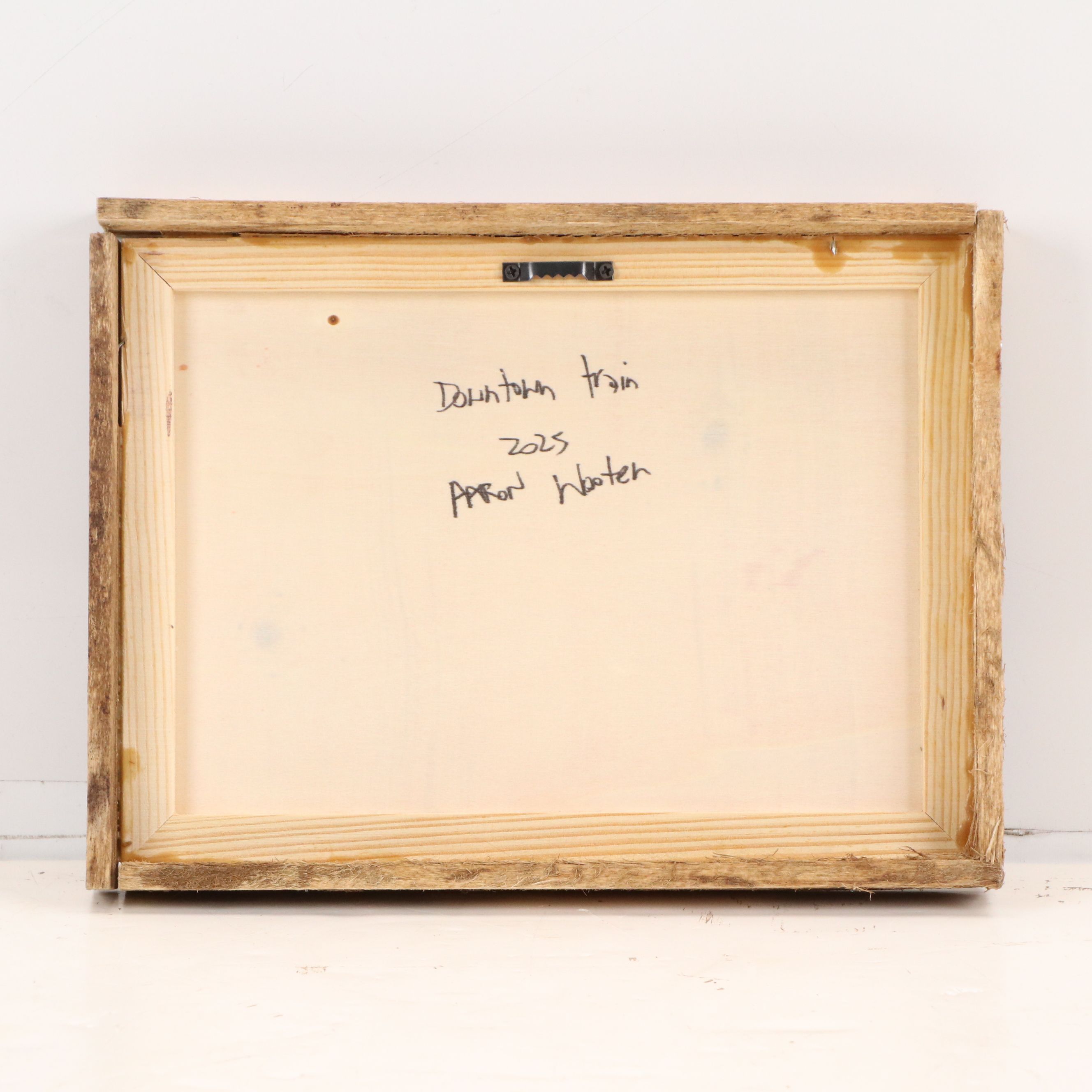 Aaron Wooten Stylized Cityscape Mixed Media Painting "Downtown Train," 2025