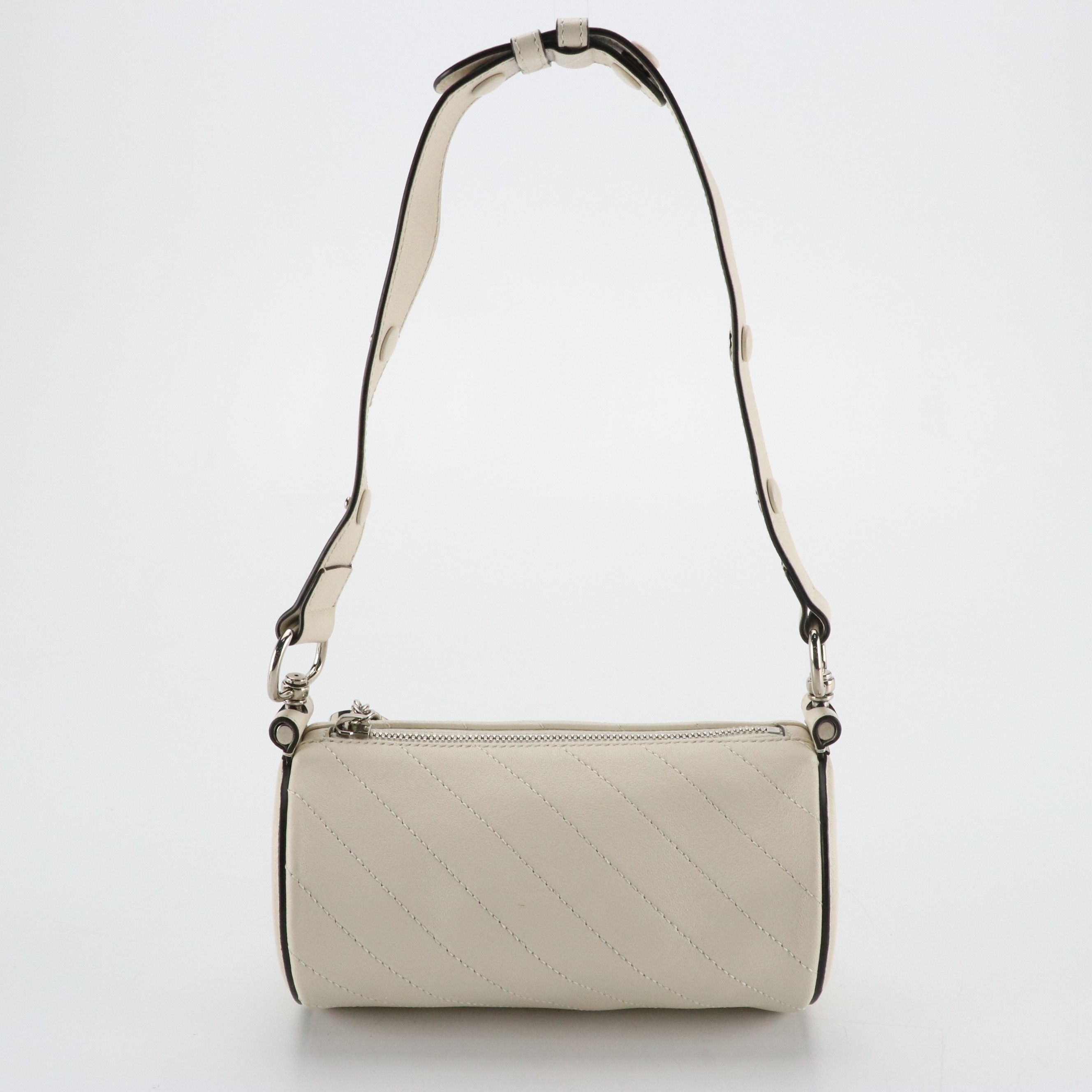 Gucci Mini Blondie Barrel Shoulder Bag in Ivory Diagonal Quilted Calf Leather