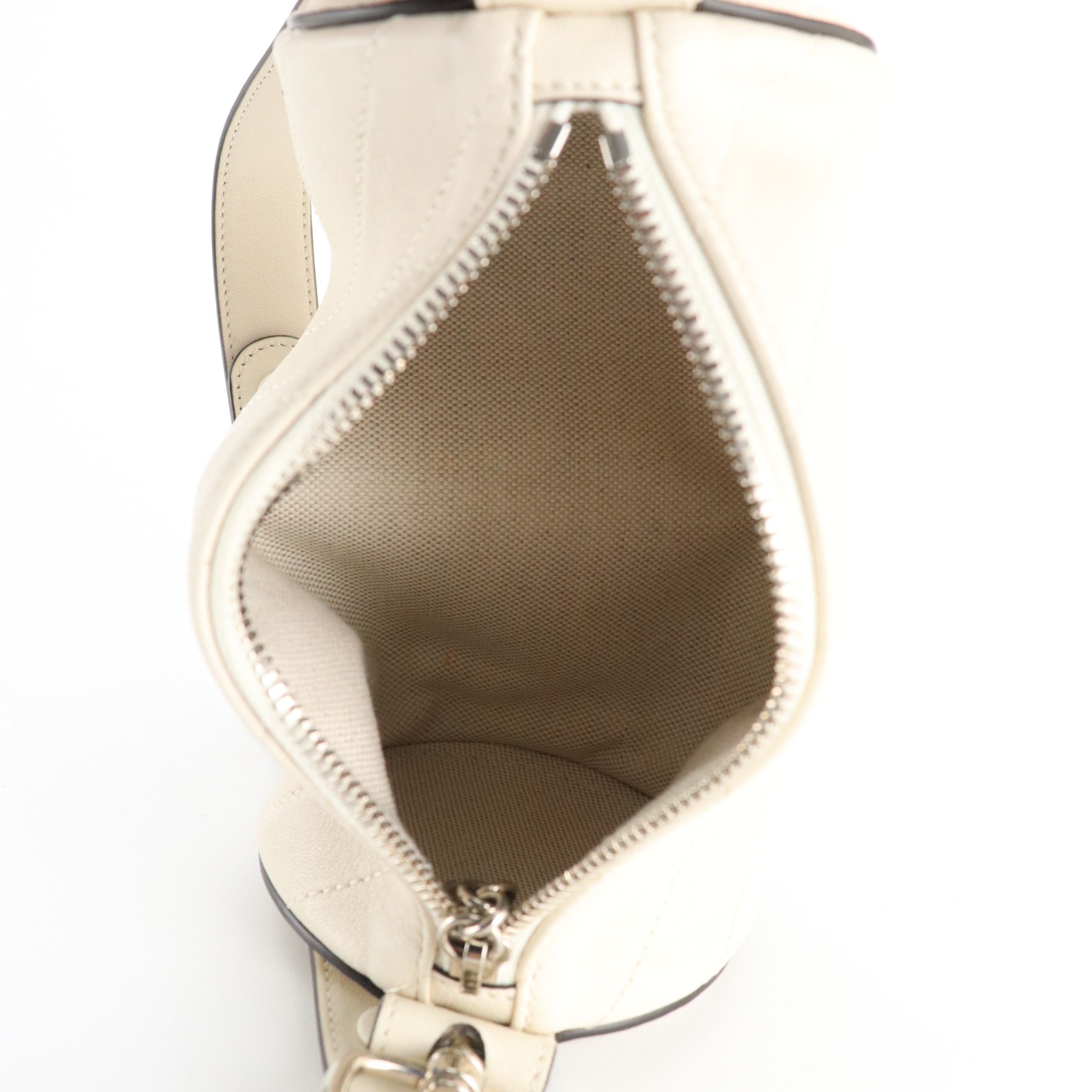 Gucci Mini Blondie Barrel Shoulder Bag in Ivory Diagonal Quilted Calf Leather