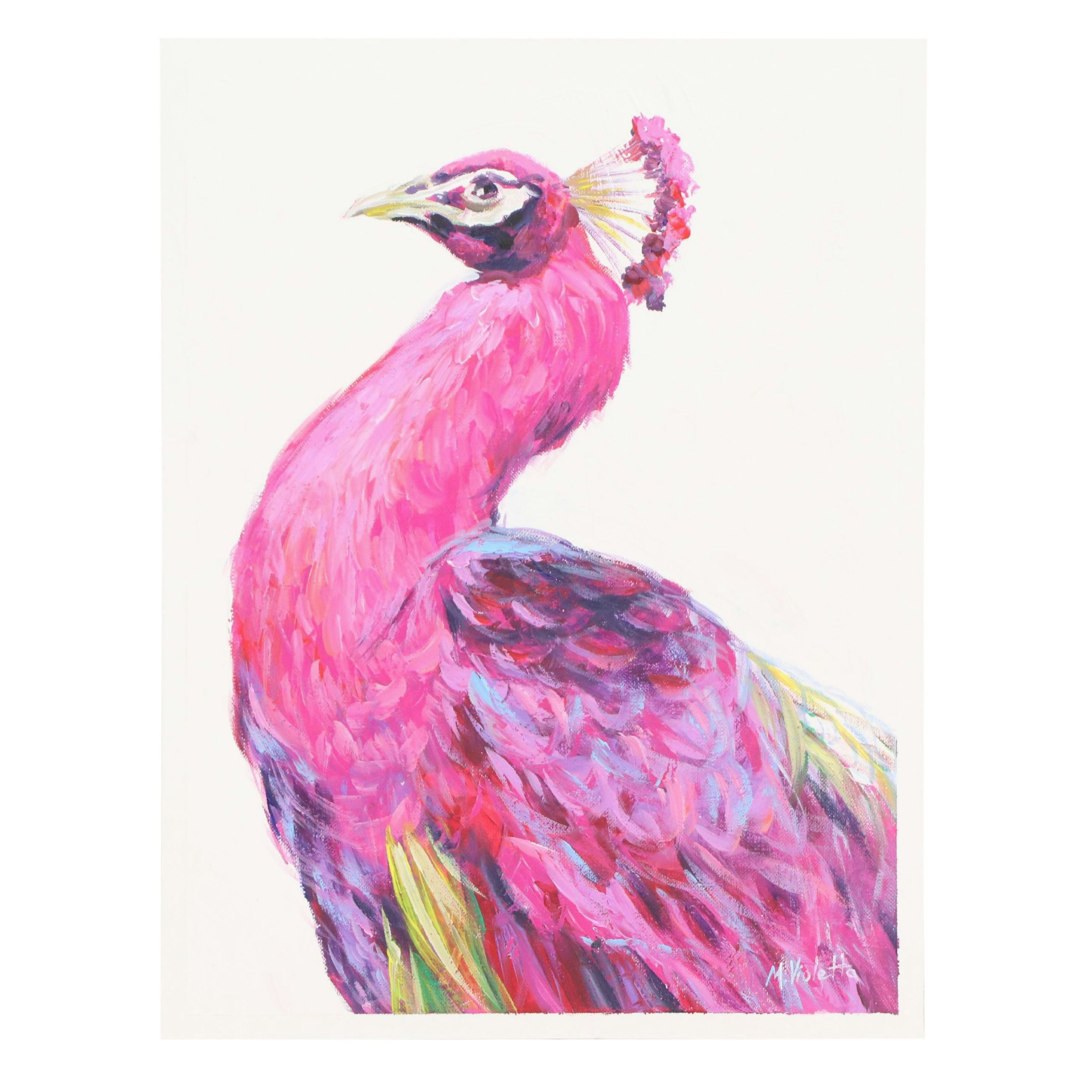 Violetta Rudakova Oil Painting of Peacock, 21st Century