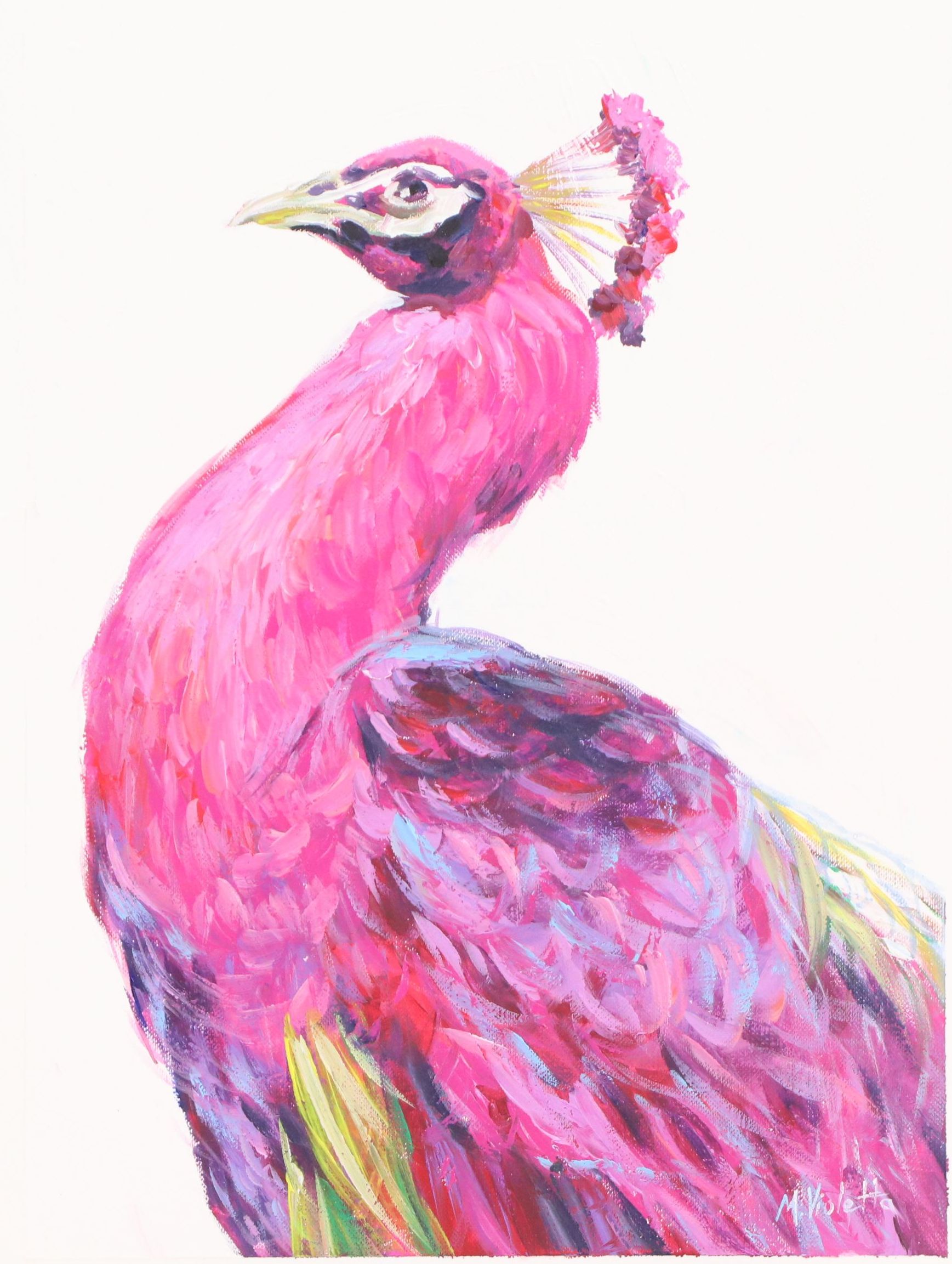 Violetta Rudakova Oil Painting of Peacock, 21st Century