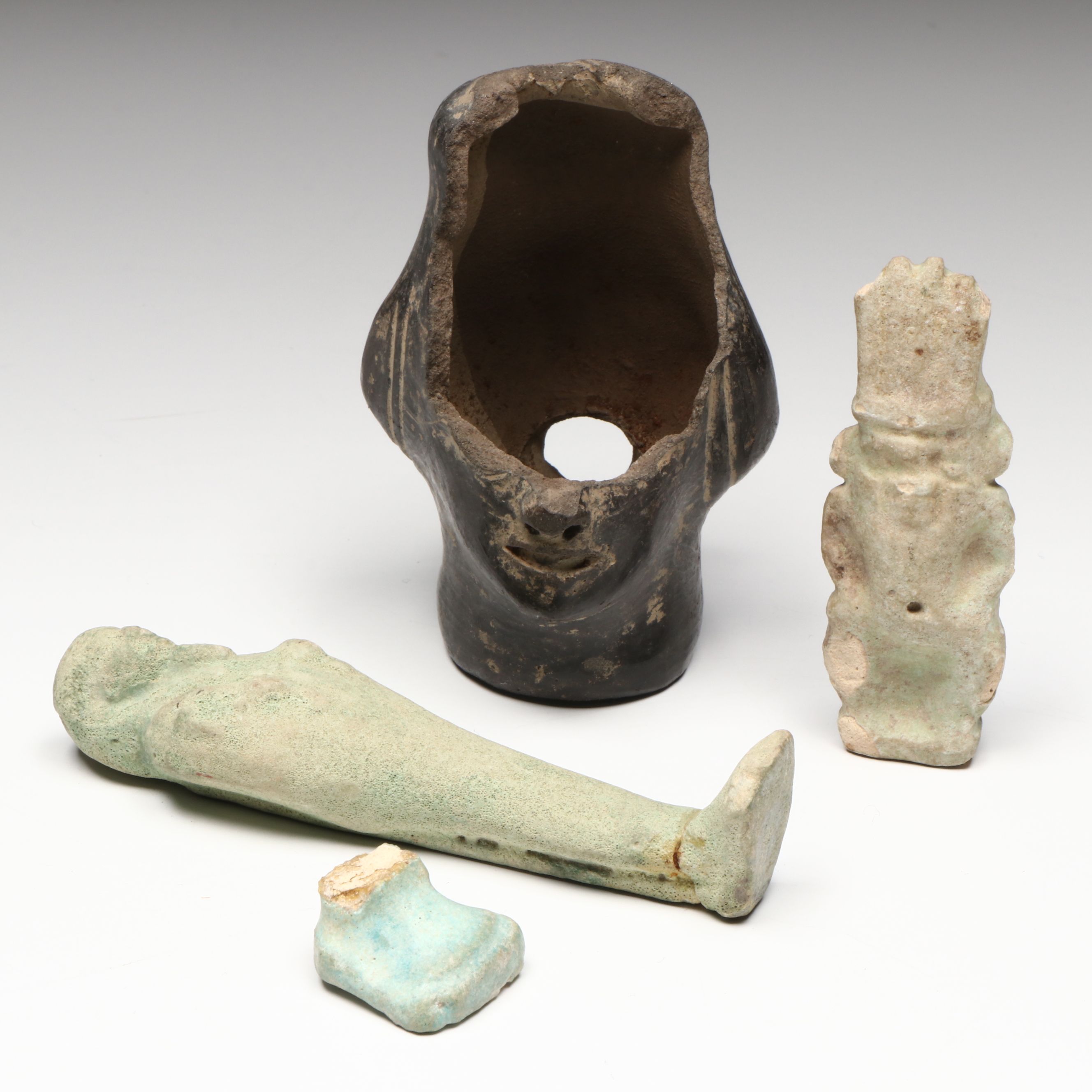 Egyptian Faience Ushabti with Ancient Fragment Collection