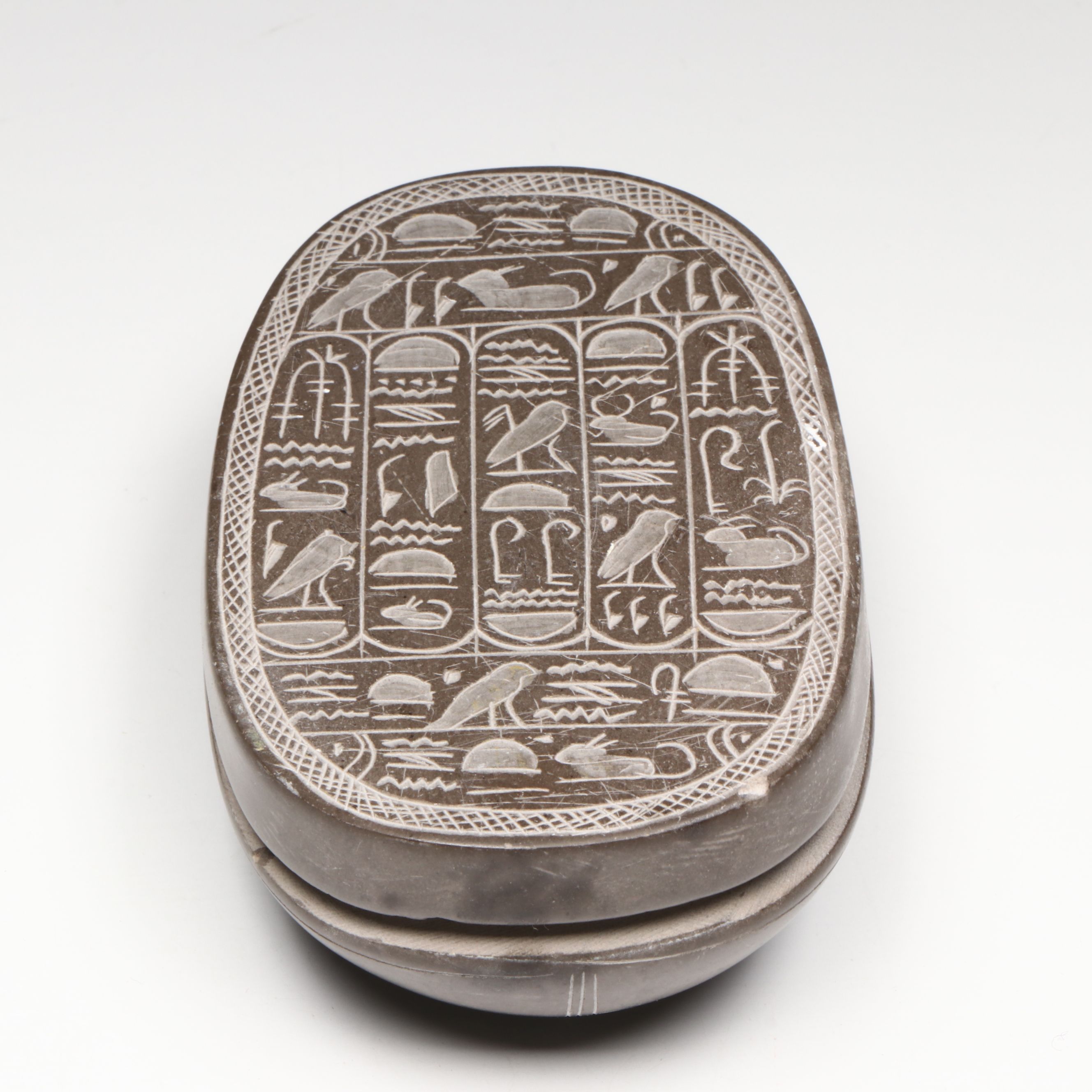 Antique Grand Tour and Egyptian Souvenir Carved Stone and Faïence Scarabs